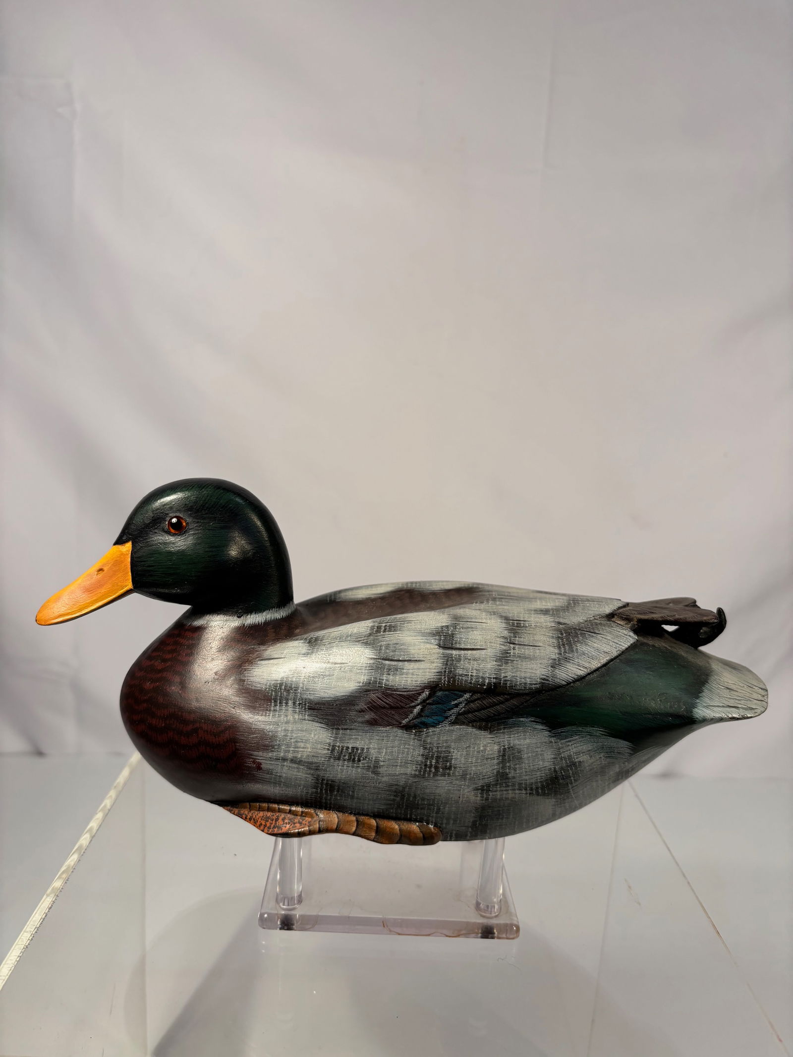 A Vintage Hand-Painted Wooden Mallard Drake Decoy (1 of 9)