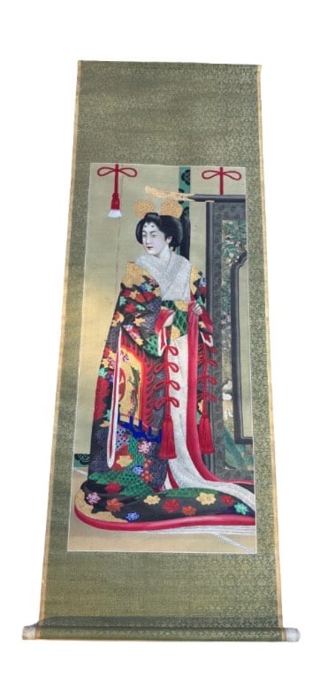 A Japanese Hand-Painted Scroll Imperail Portait Title " The wife of Statzbachi, The Last Tycoon" (1 of 12)