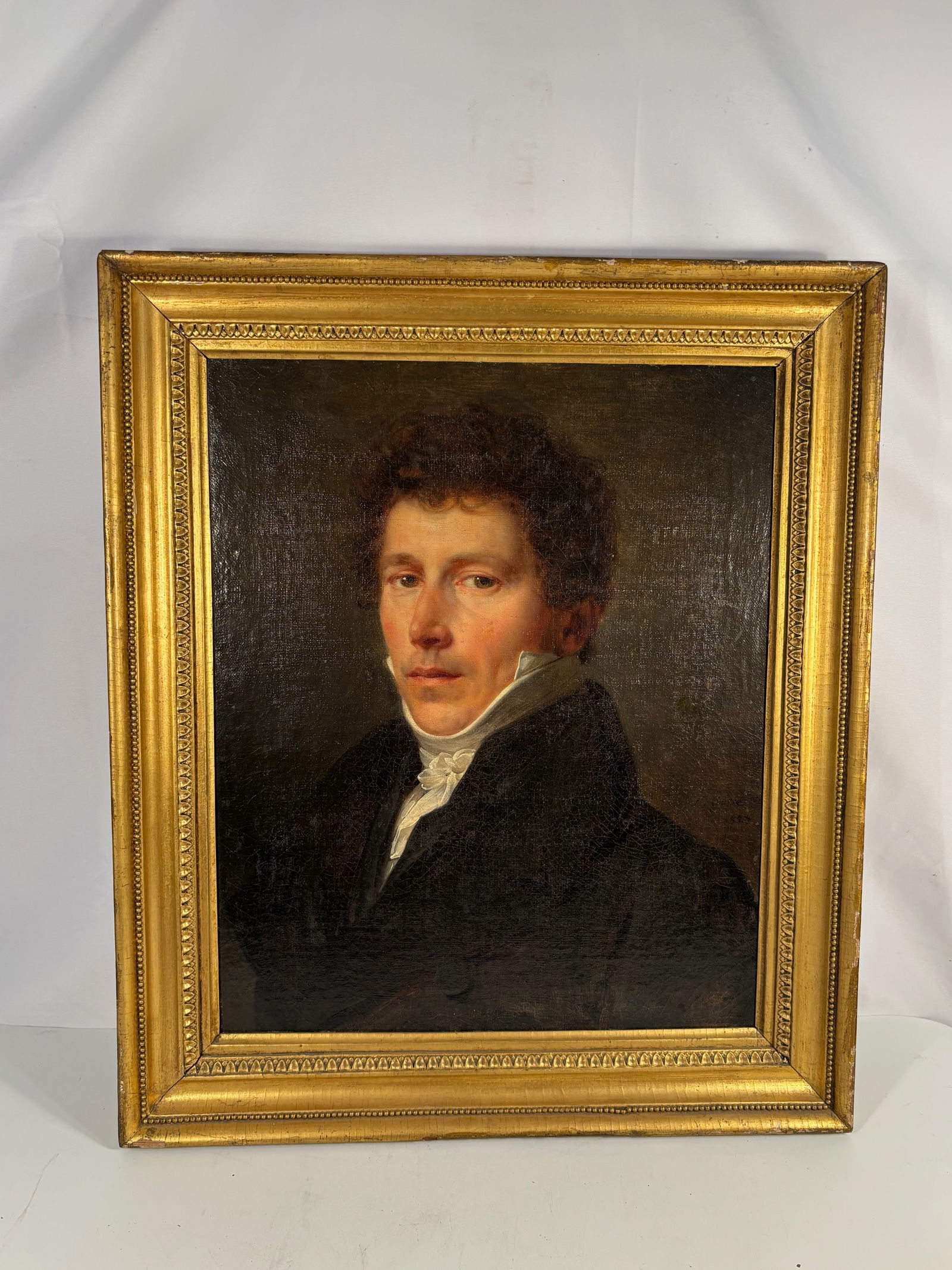 Early 19th Century European Gentleman Portrait, Oil on Canvas, in Original Empire Gilt Frame (1 of 15)