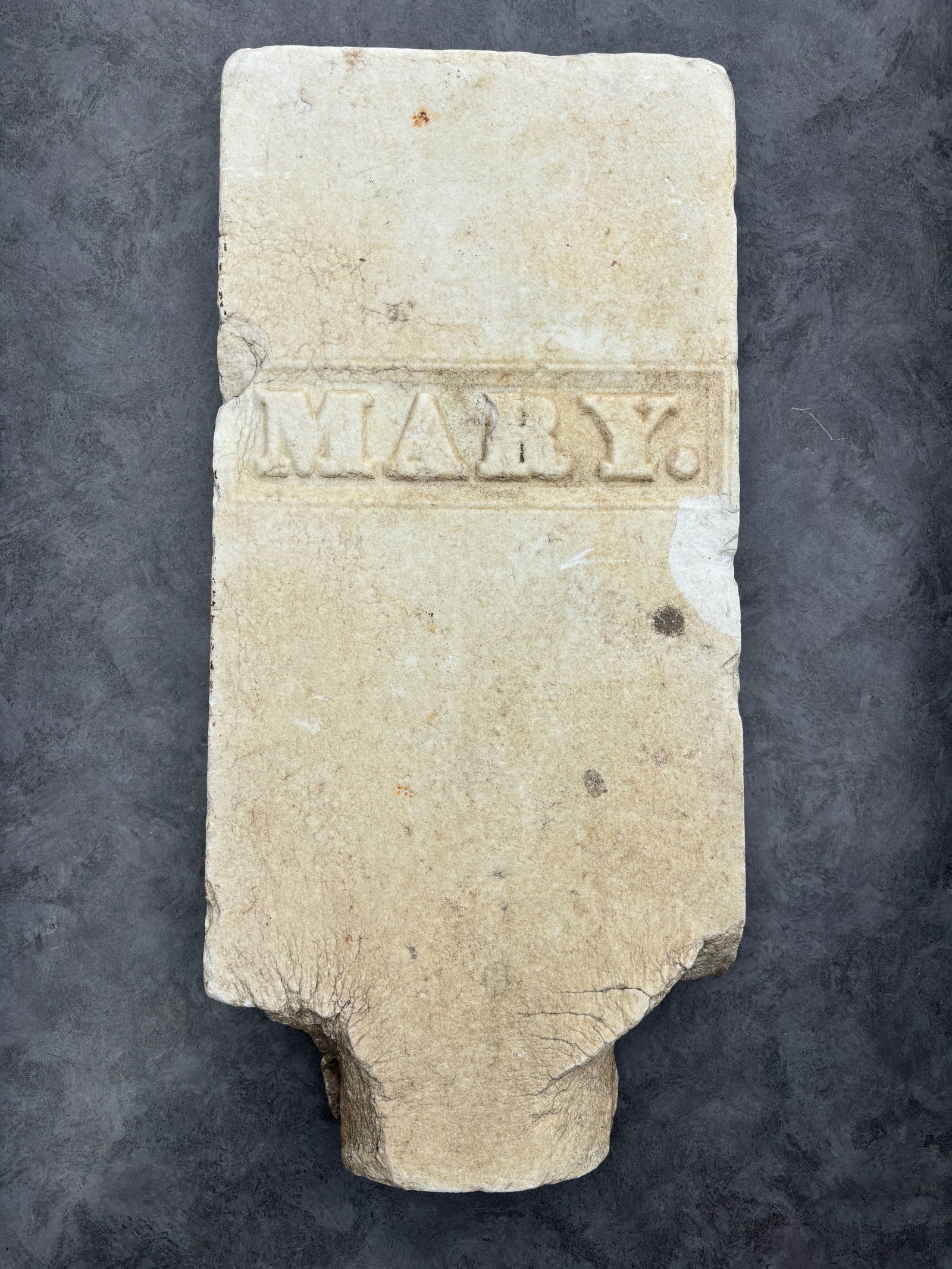 A European Carved Stone Architectural Fragment, “MARY?? Inscription (Possibly Ecclesiastical) (1 of 7)