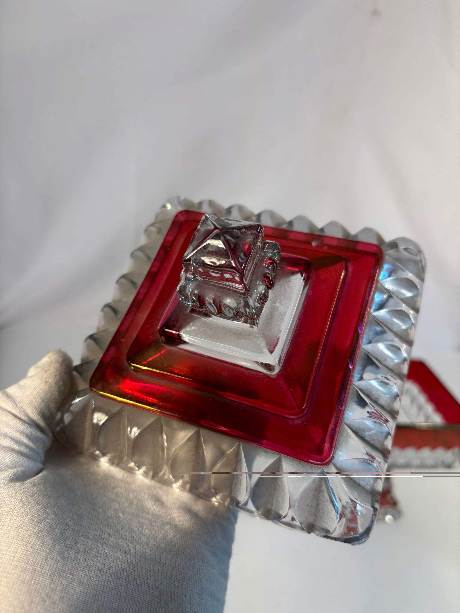 A Ruby Red Cranberry Candy Dish - 3