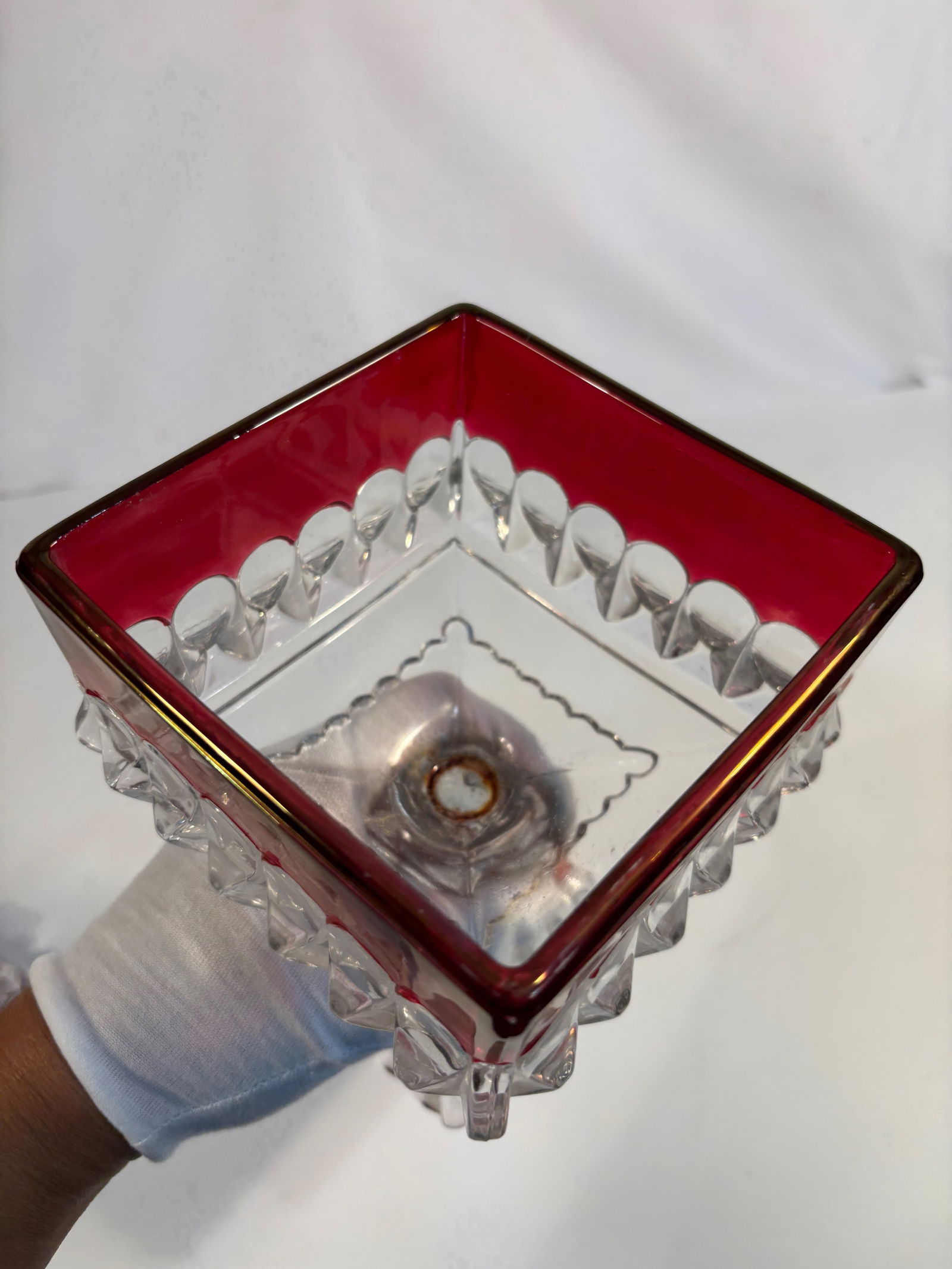 A Ruby Red Cranberry Candy Dish - 8