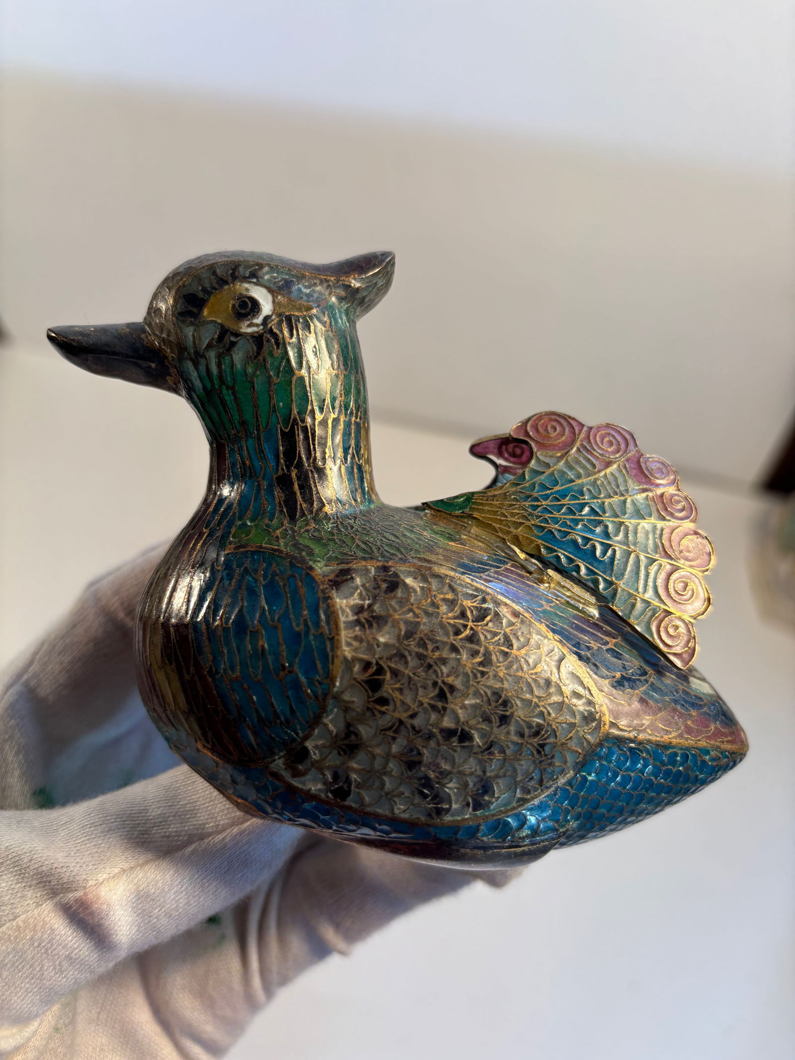 A Chinese PLIQUE A JOUR CLOISONNE QUAIL / BIRD ENAMEL (1 of 9)