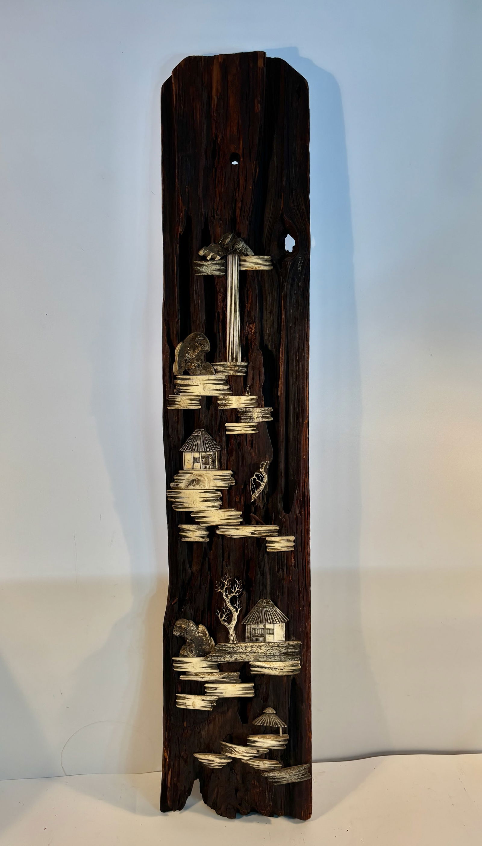 A Large Vintage bone carved scene on Driftwood (1 of 15)