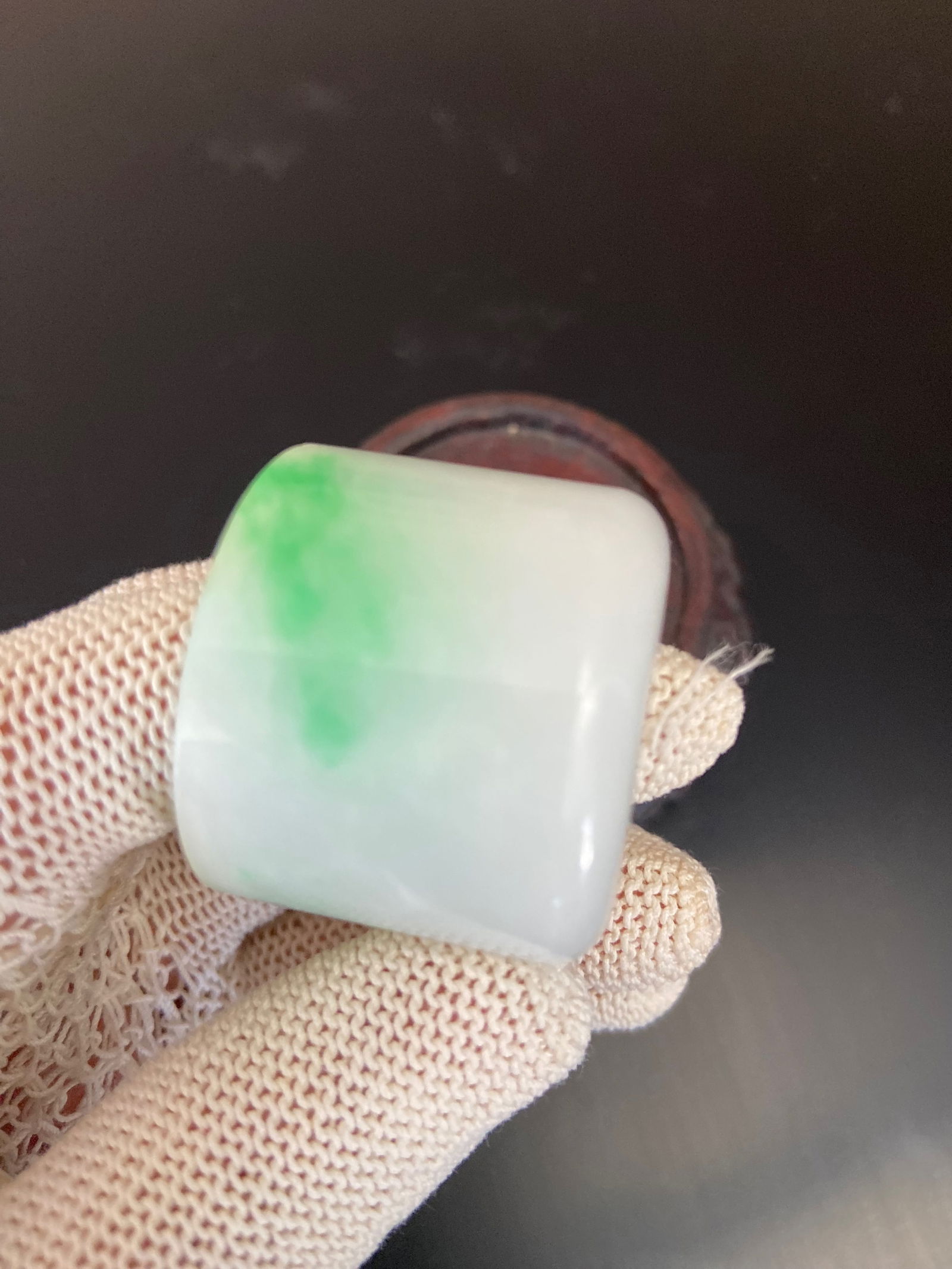 A Chinese jadeite archer ring - 4