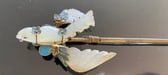 A Chinese Kingfisher feather gilt silver jade bird hairpin ornament (1 of 6)