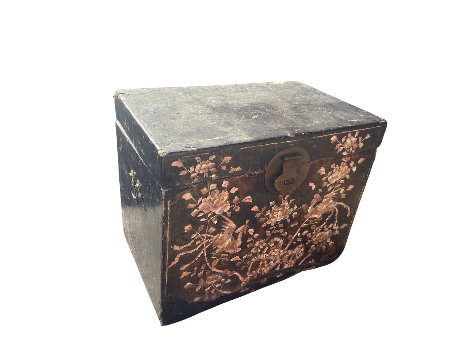 A Large Chinese Imperial Lacquer (Pi Ma Hui) chest with mother-of- pearl inlay (1 of 10)