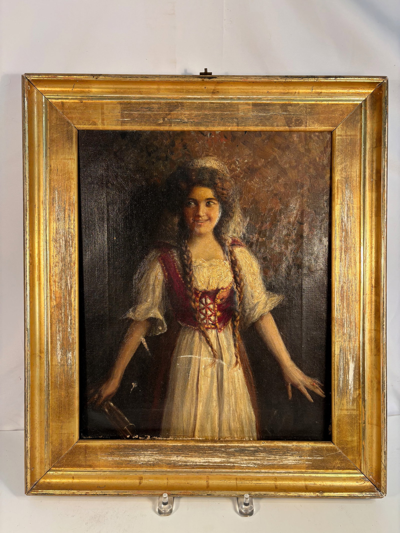 Continental School,“Smiling Young Woman in Folk Dress,?? Oil on Canvas, Late 19th Century, (1 of 9)