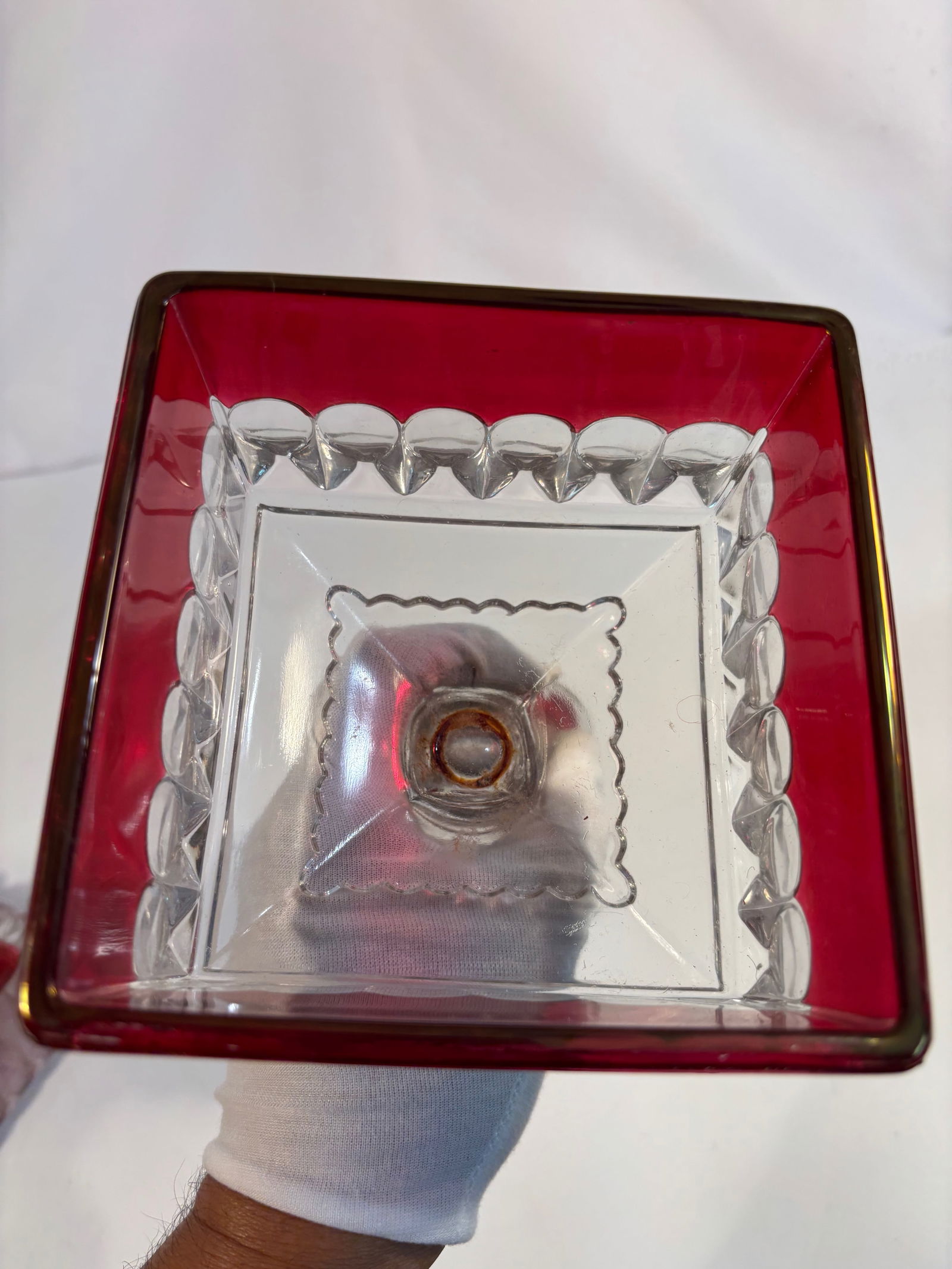A Ruby Red Cranberry Candy Dish - 4