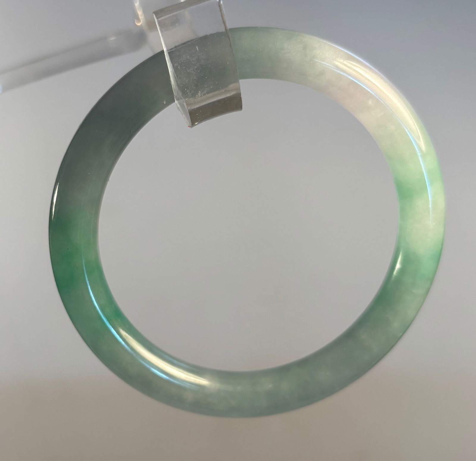 A Chinese jadited round solid bangle - 3