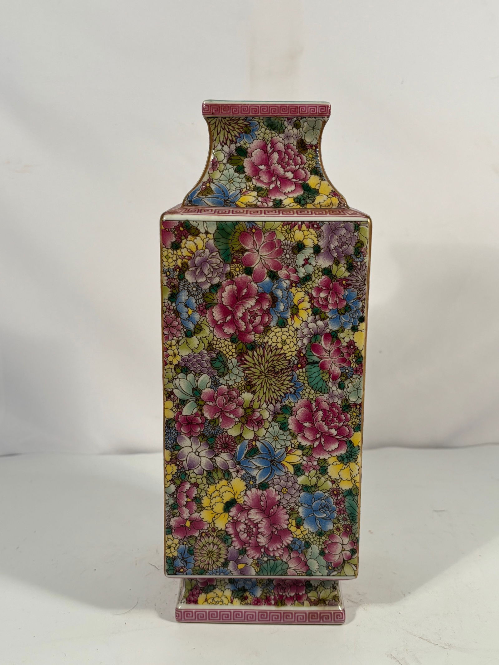 A Chinese Famille-Rose Millefleurs Square Vase with YONGZHENG Mark (1 of 12)