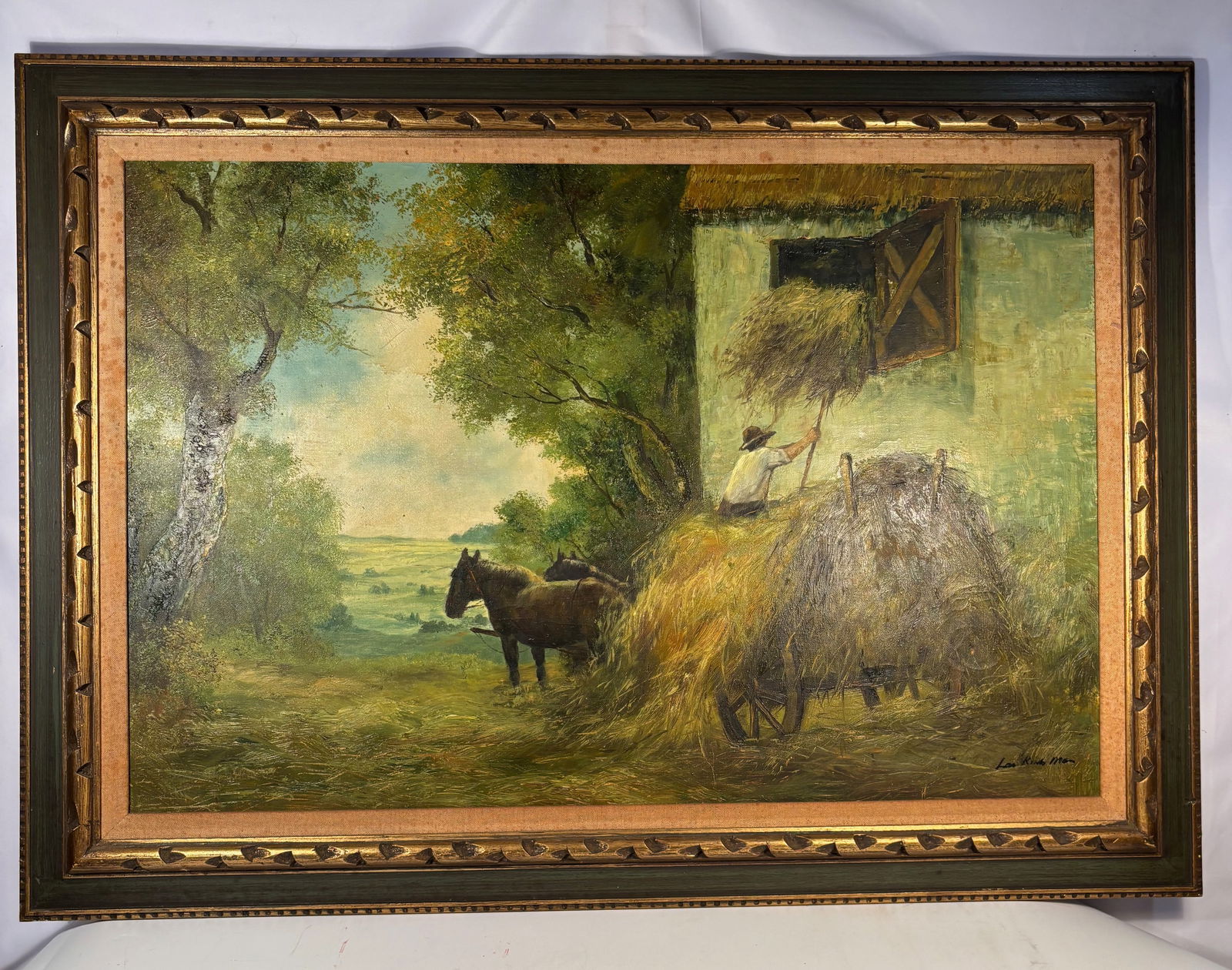 A Large.European or Continental School, Oil on Canvas Rural Farm Scene, Signed (1 of 15)