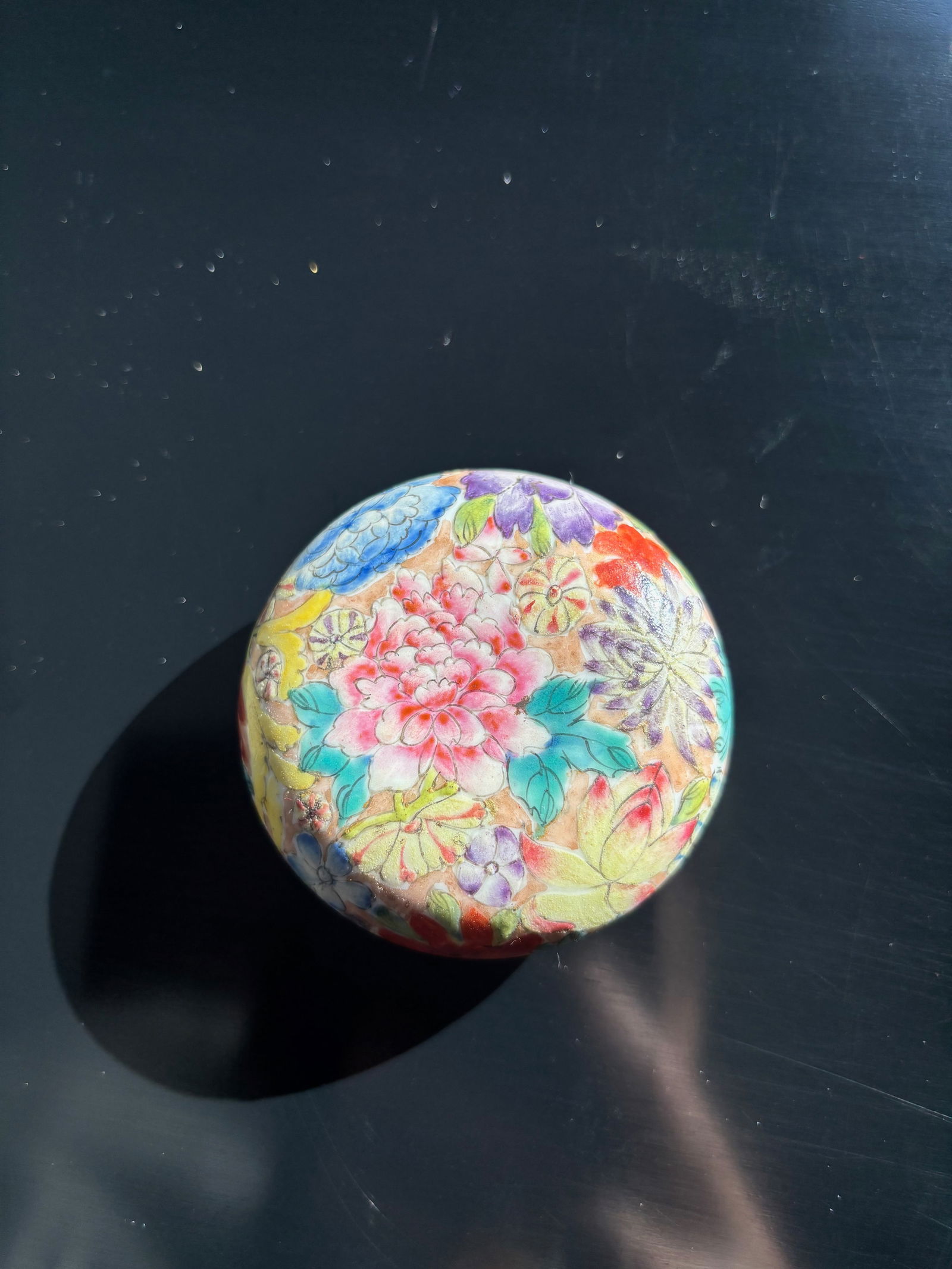 A Chinese Famille-Rose ink paste box with 'HongXian' mark: Early 20th century ; Dimensions?Height: 9 inches.