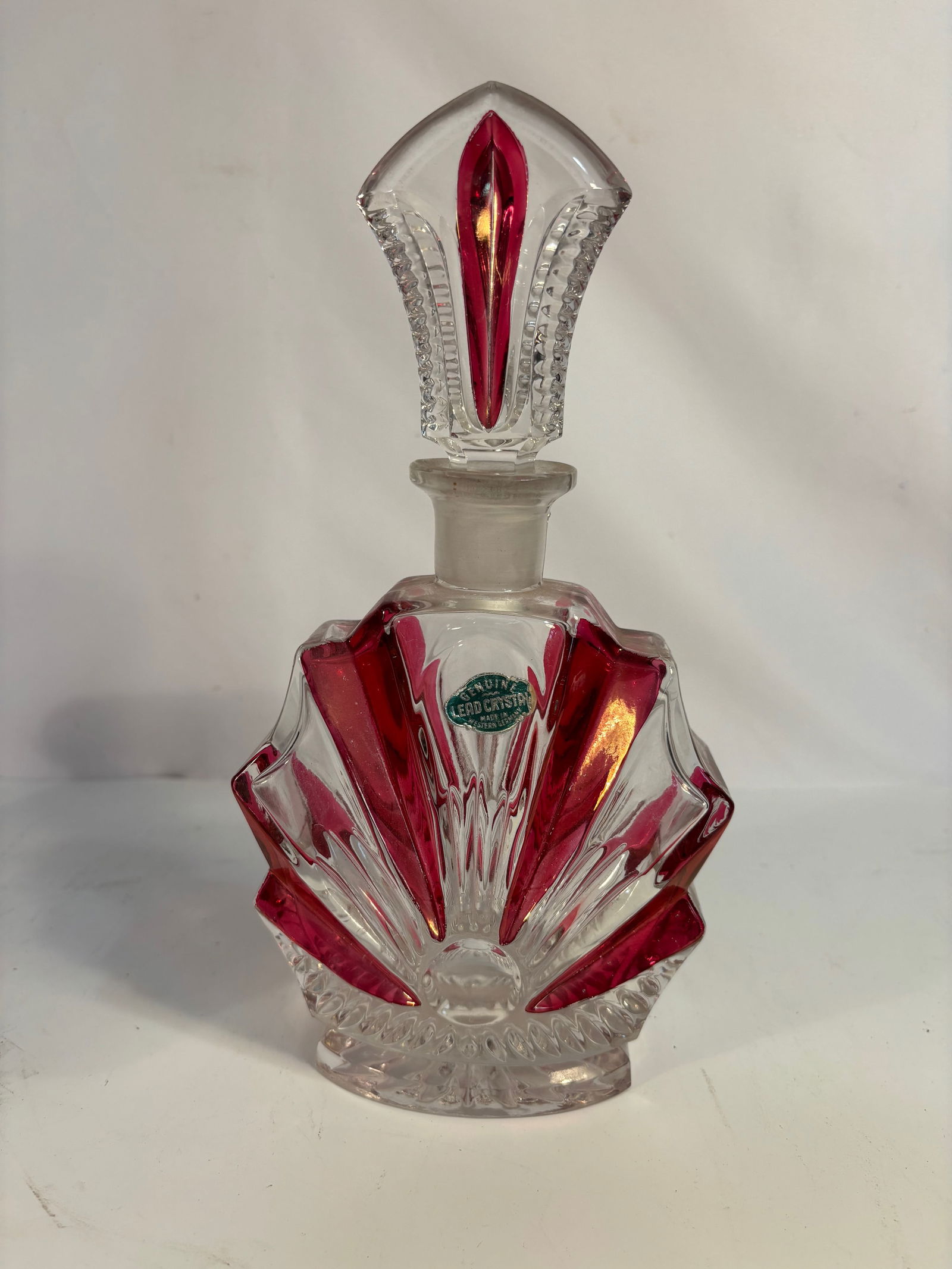 A Large West German Ruby Cut-to-Clear Lead Crystal Perfume Bottle, c. 1950–1970 (1 of 8)
