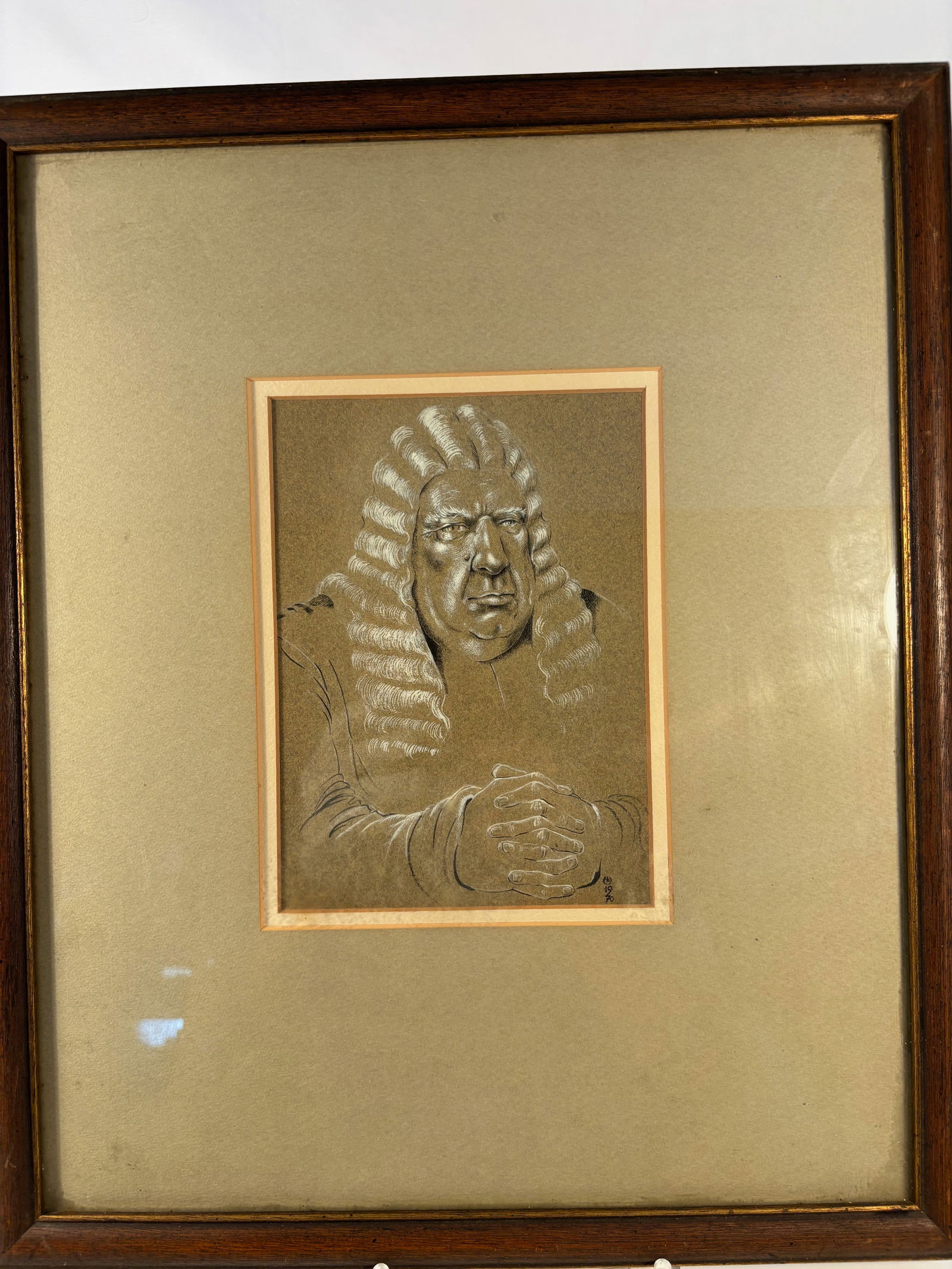 British School, 20th Century — Judge in Full Wig, Signed Monogram “HL?? and Dated 1970 (1 of 8)