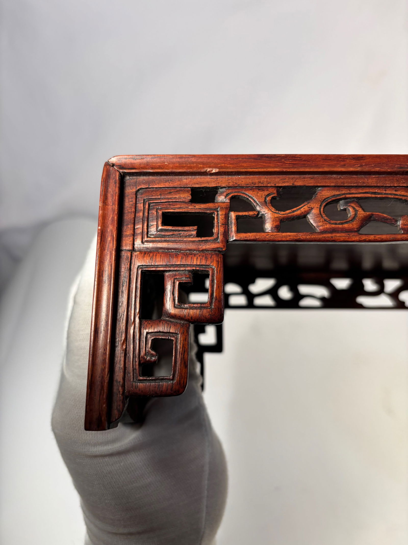 A Fine Chinese Huanghuali Rectangular Display Table with Openwork Apron - 3