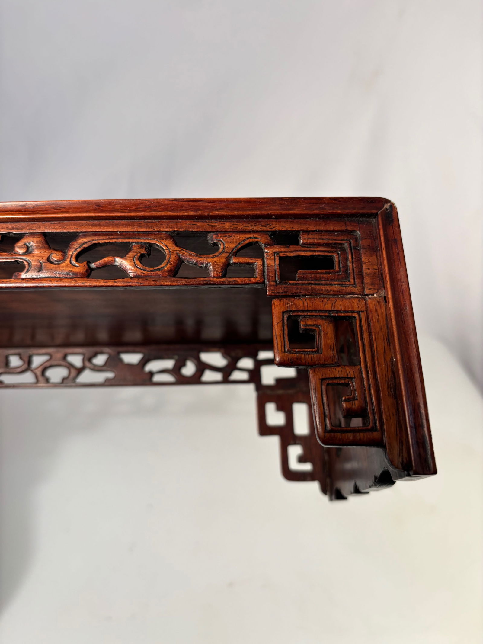 A Fine Chinese Huanghuali Rectangular Display Table with Openwork Apron - 5