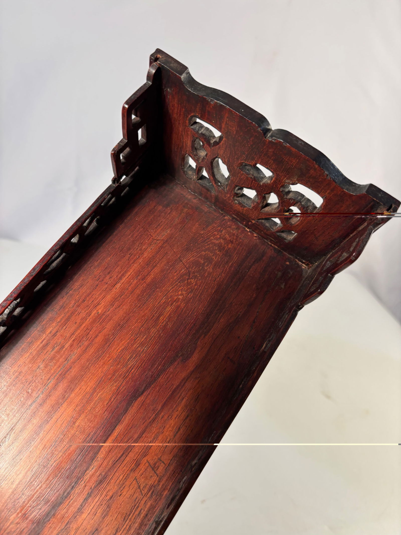 A Fine Chinese Huanghuali Rectangular Display Table with Openwork Apron - 6