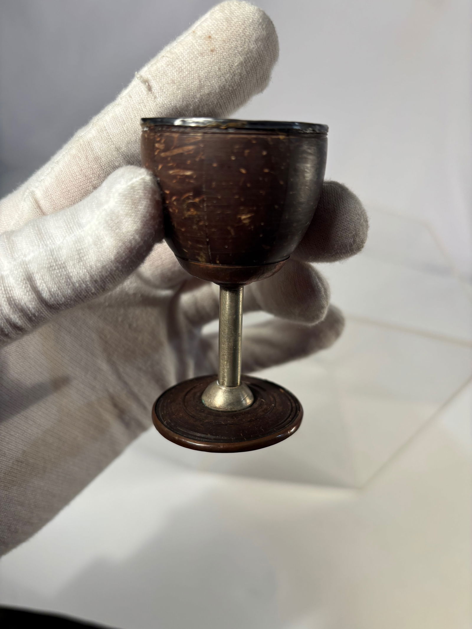Chinese Silver-Mounted Coconut Shell Goblet with Silver-Lined Interior - 7