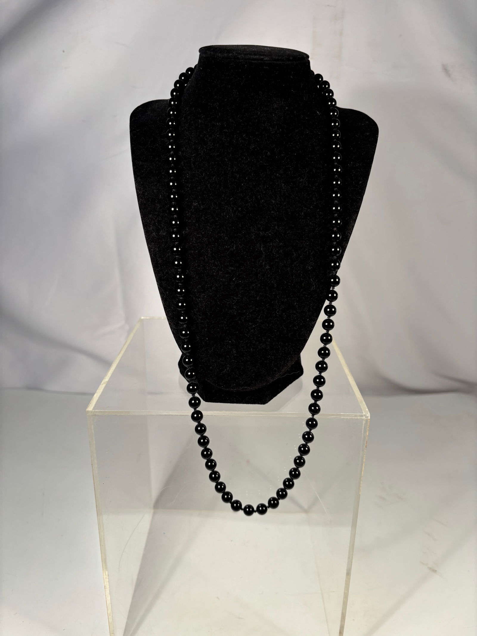 An Opera Length Black Onyx Bead Necklace (1 of 4)