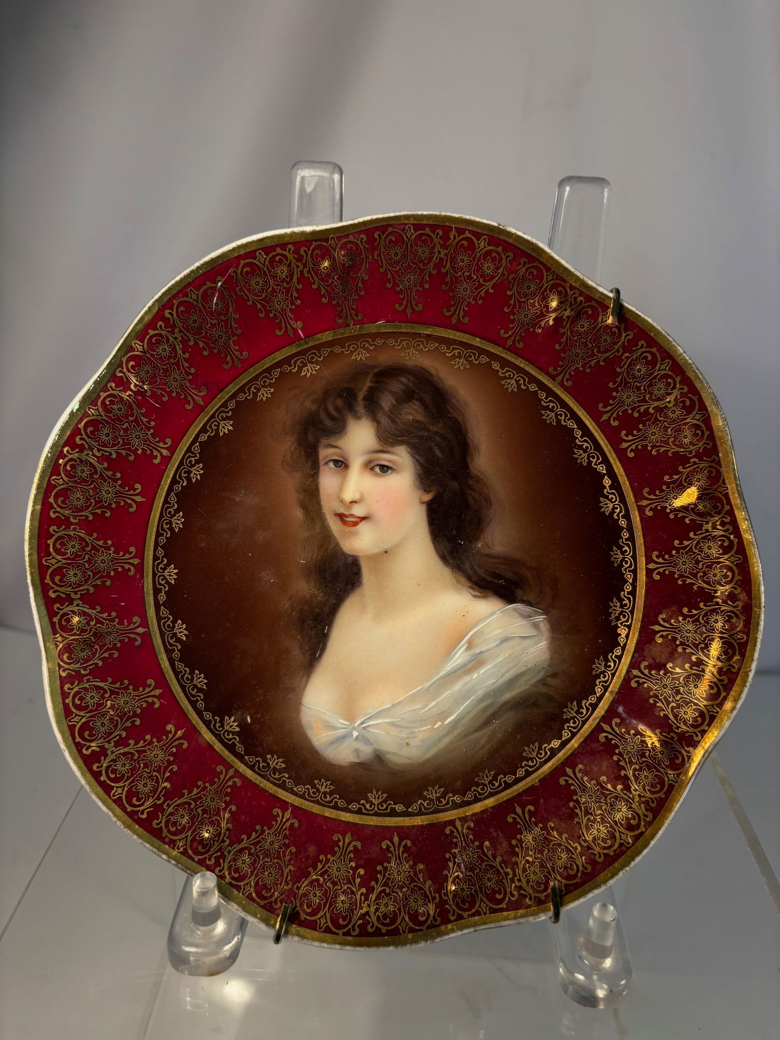 Royal Vienna-Style Hand-Painted Porcelain Portrait Plate, Signed, with C&I Mark, circa 1930 (1 of 10)