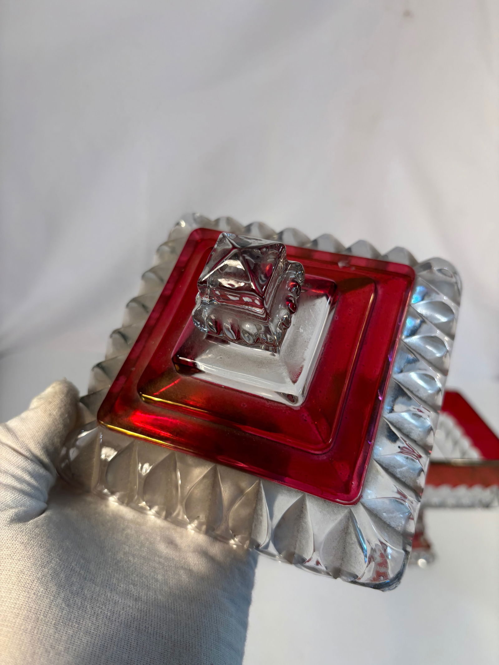 A Ruby Red Cranberry Candy Dish - 3