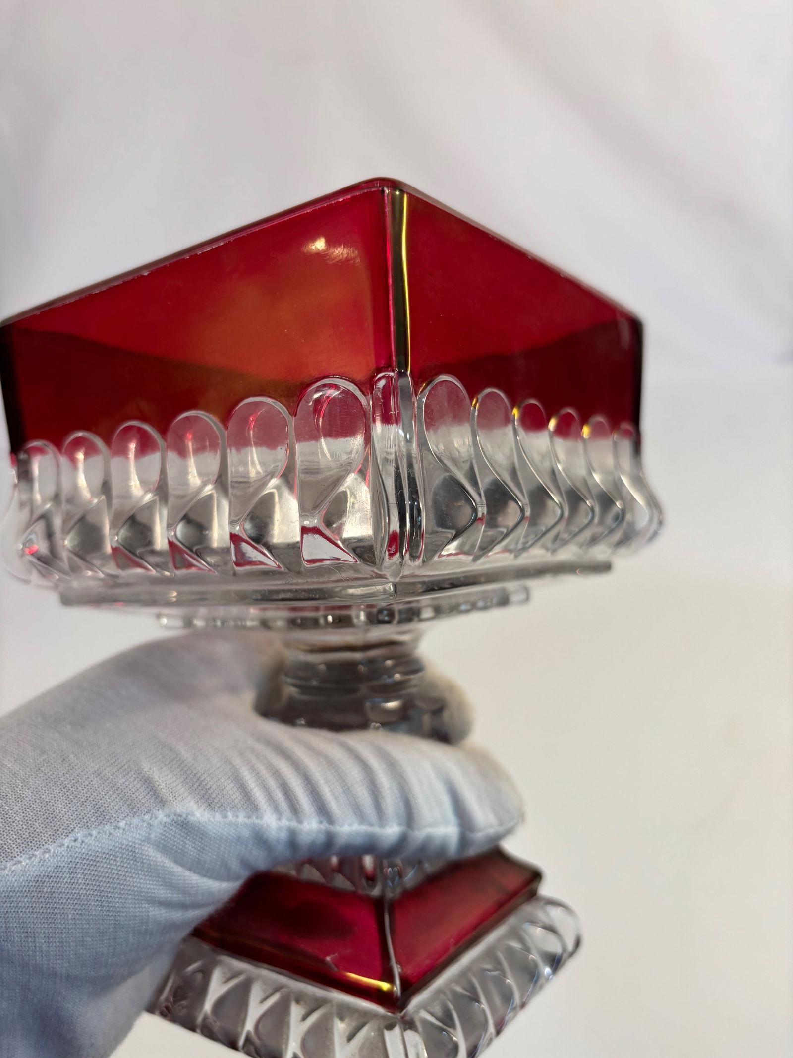 A Ruby Red Cranberry Candy Dish - 5