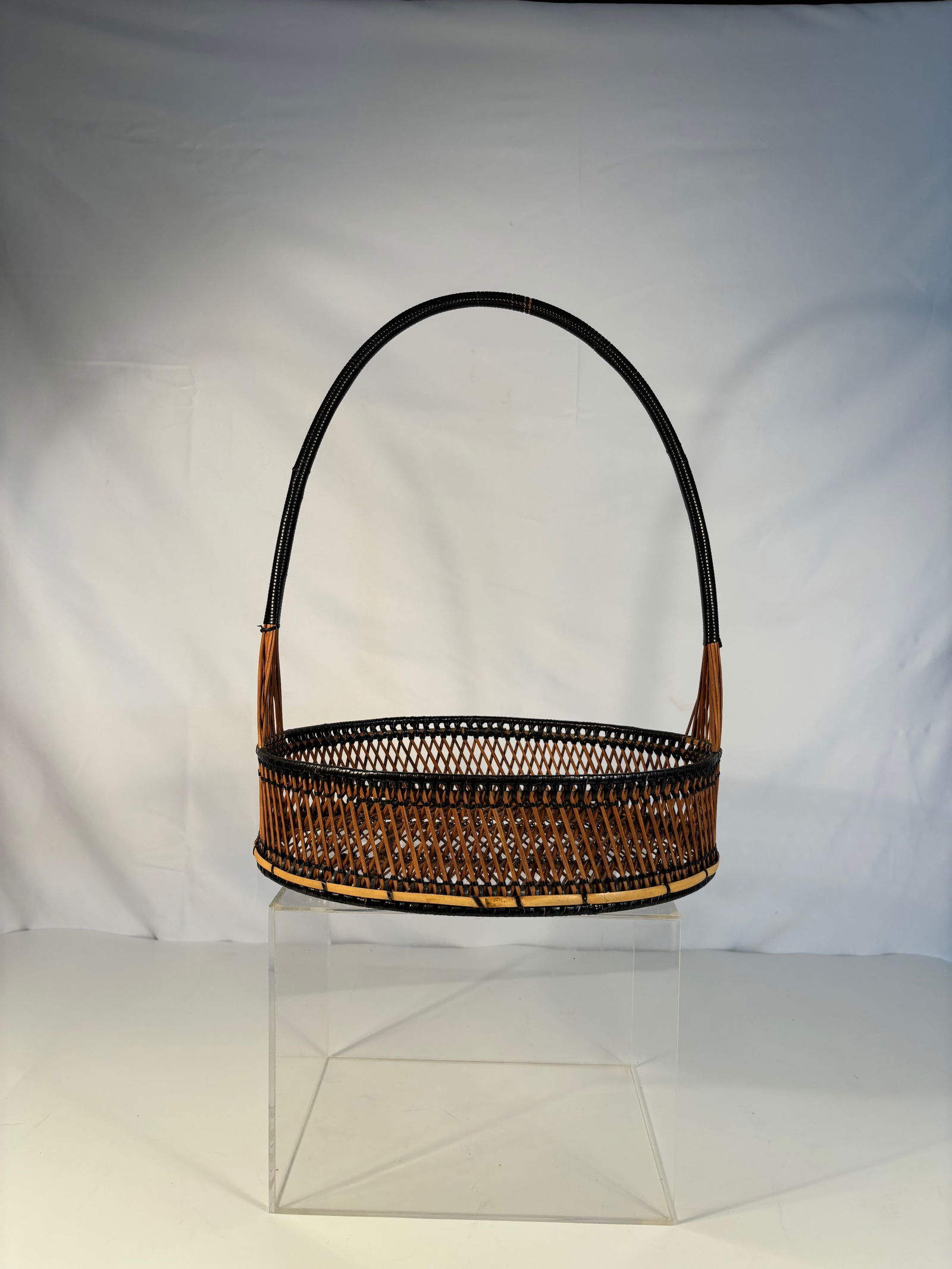 A Japanese Bamboo Ikebana Basket with Tall Handle (1 of 9)