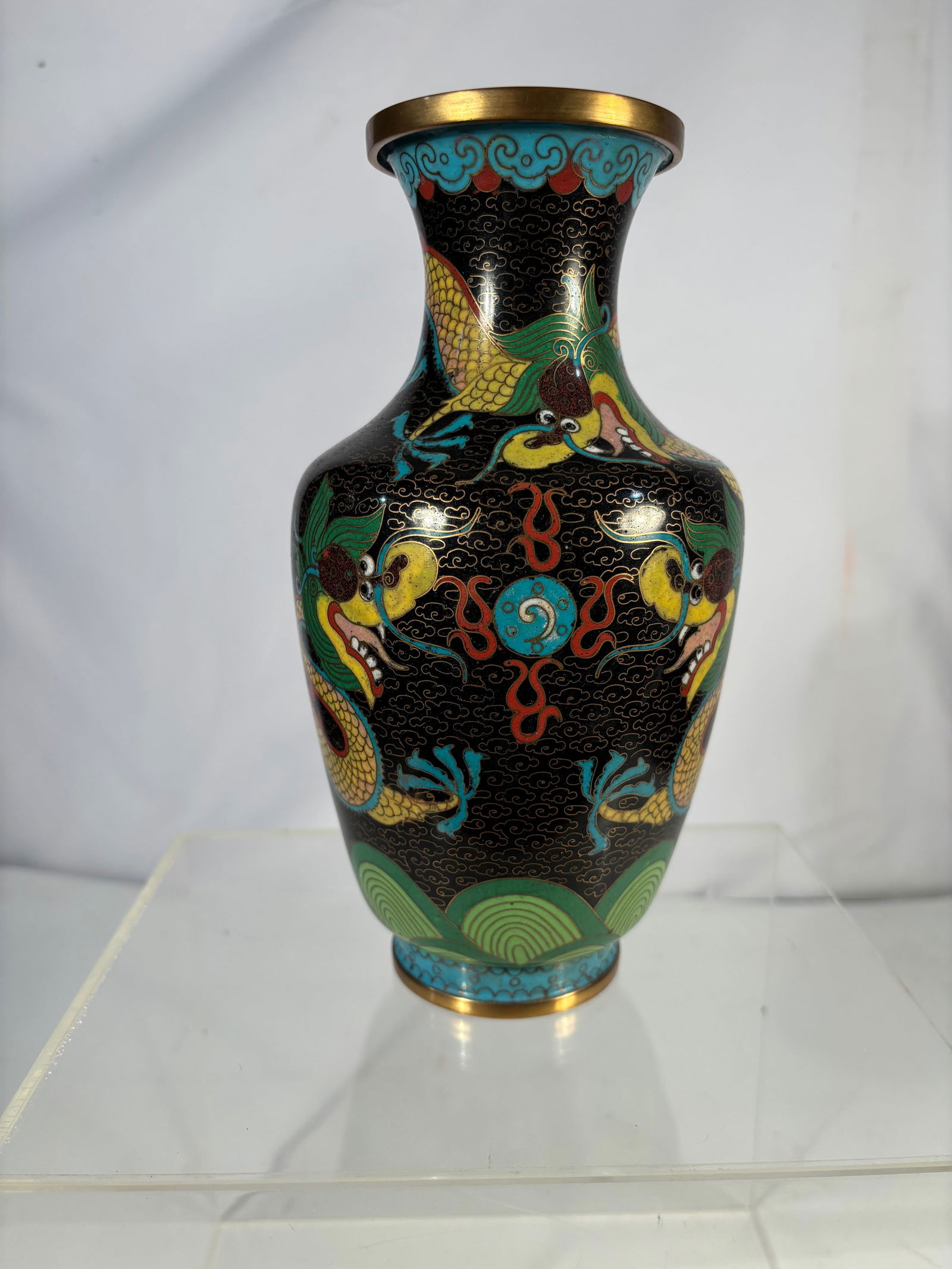 A Chinese Cloisonné Enamel Vase with Dragon Motif (1 of 14)