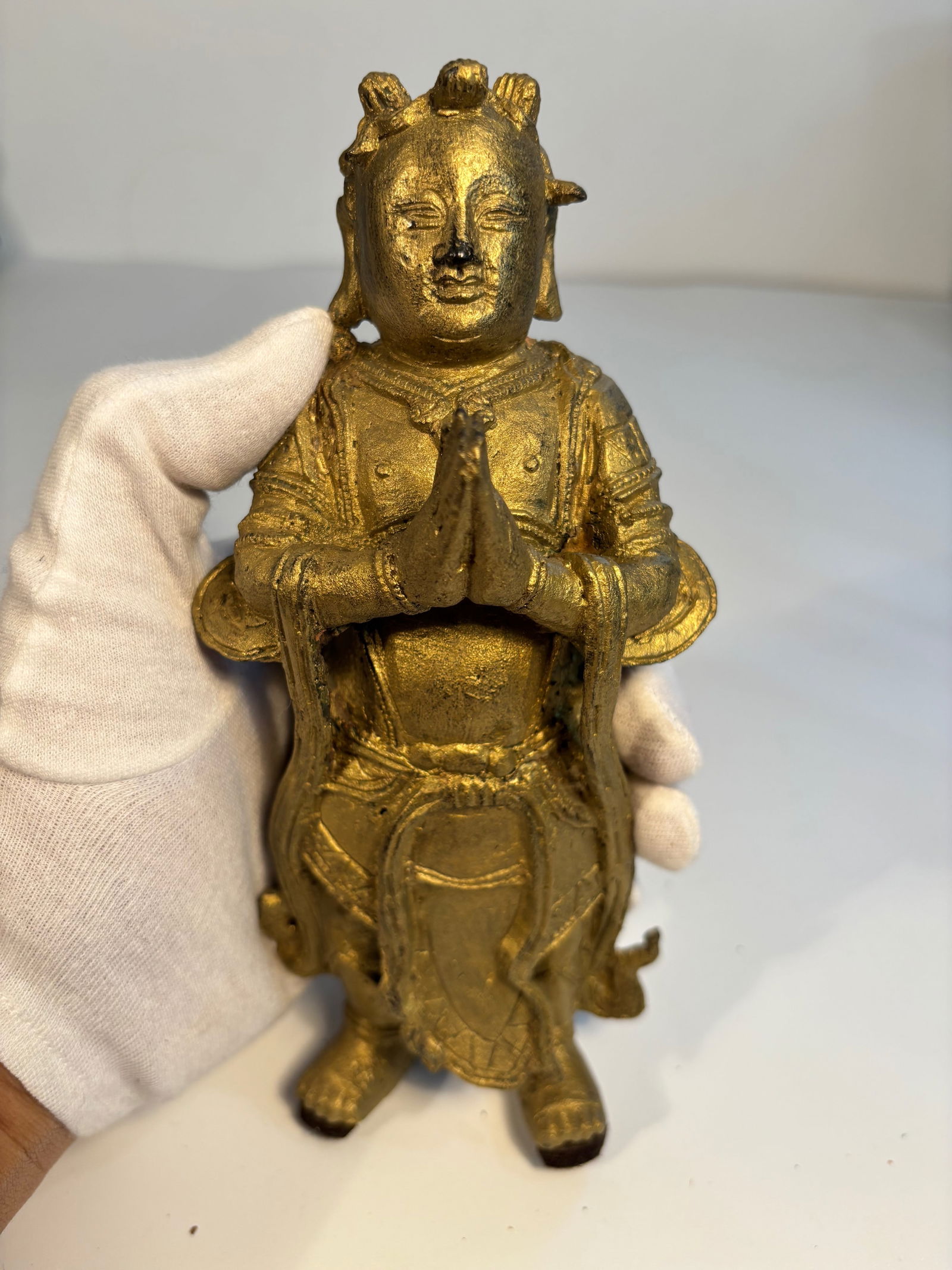 A Chinese gilt bronze standing figure statue - 9