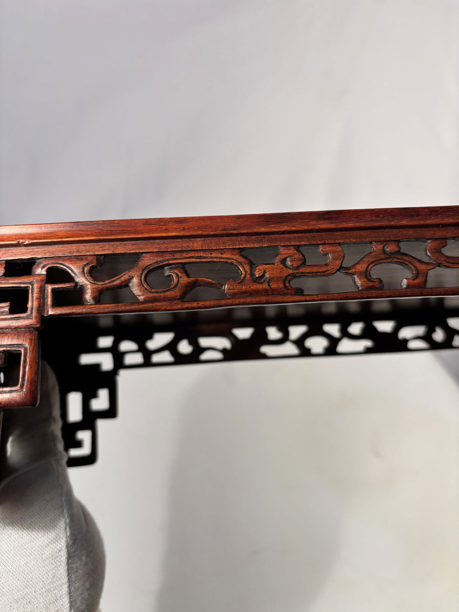 A Fine Chinese Huanghuali Rectangular Display Table with Openwork Apron - 4