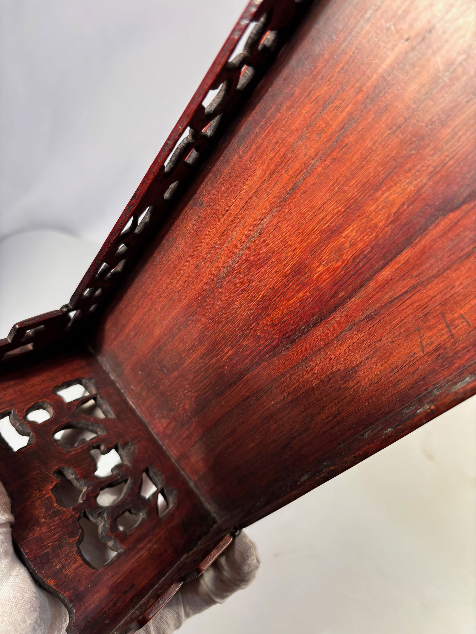 A Fine Chinese Huanghuali Rectangular Display Table with Openwork Apron - 7