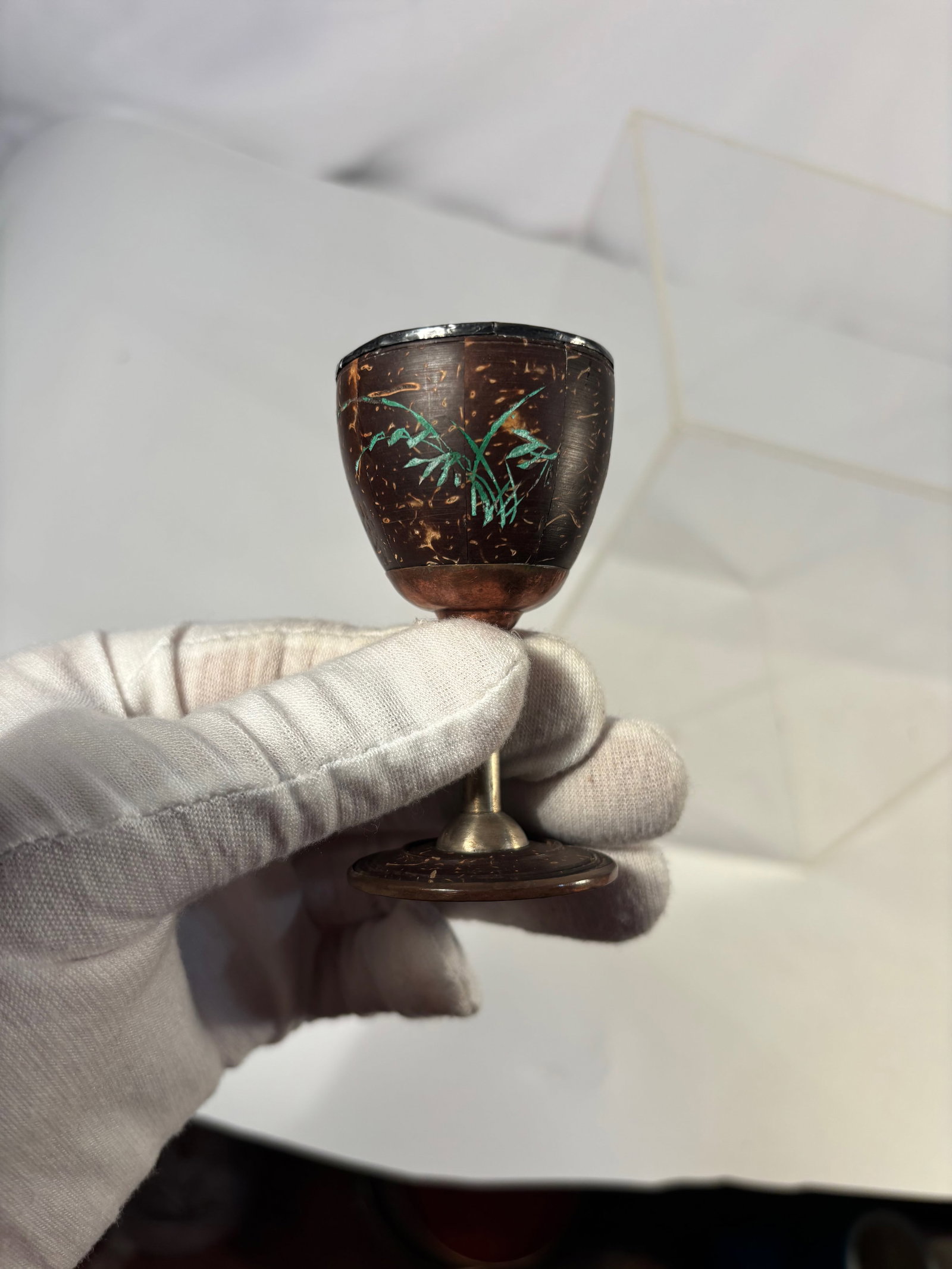 Chinese Silver-Mounted Coconut Shell Goblet with Silver-Lined Interior - 10