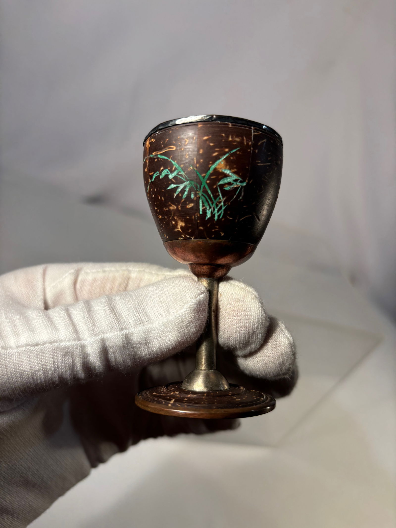 Chinese Silver-Mounted Coconut Shell Goblet with Silver-Lined Interior - 2