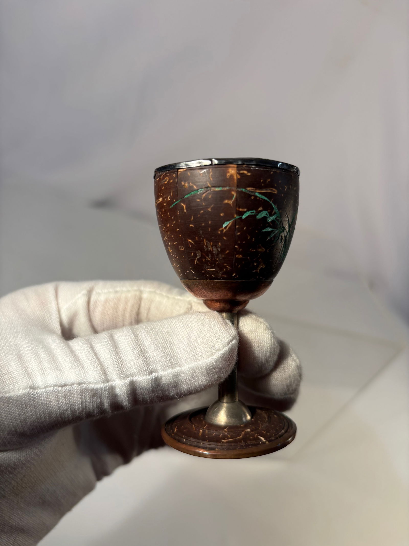 Chinese Silver-Mounted Coconut Shell Goblet with Silver-Lined Interior - 3