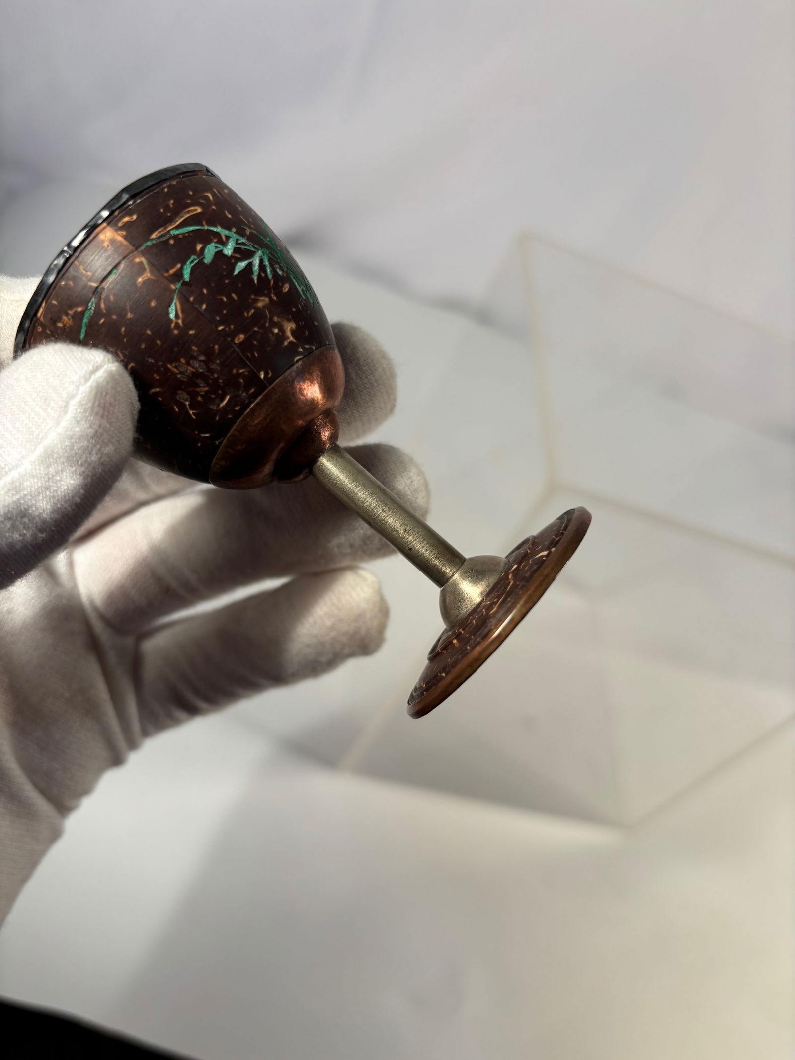 Chinese Silver-Mounted Coconut Shell Goblet with Silver-Lined Interior - 7