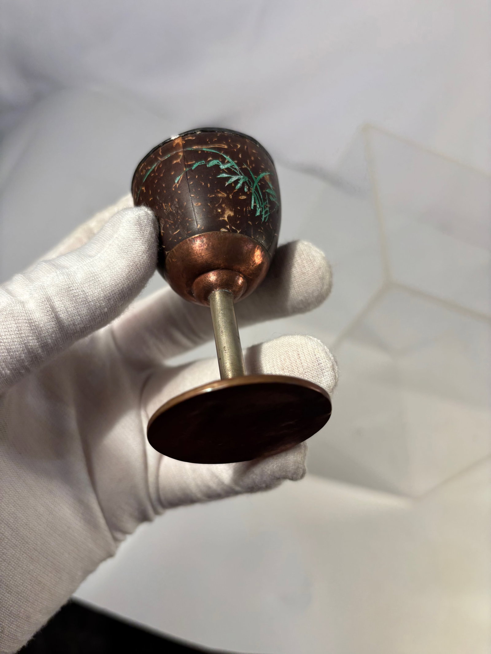 Chinese Silver-Mounted Coconut Shell Goblet with Silver-Lined Interior - 8