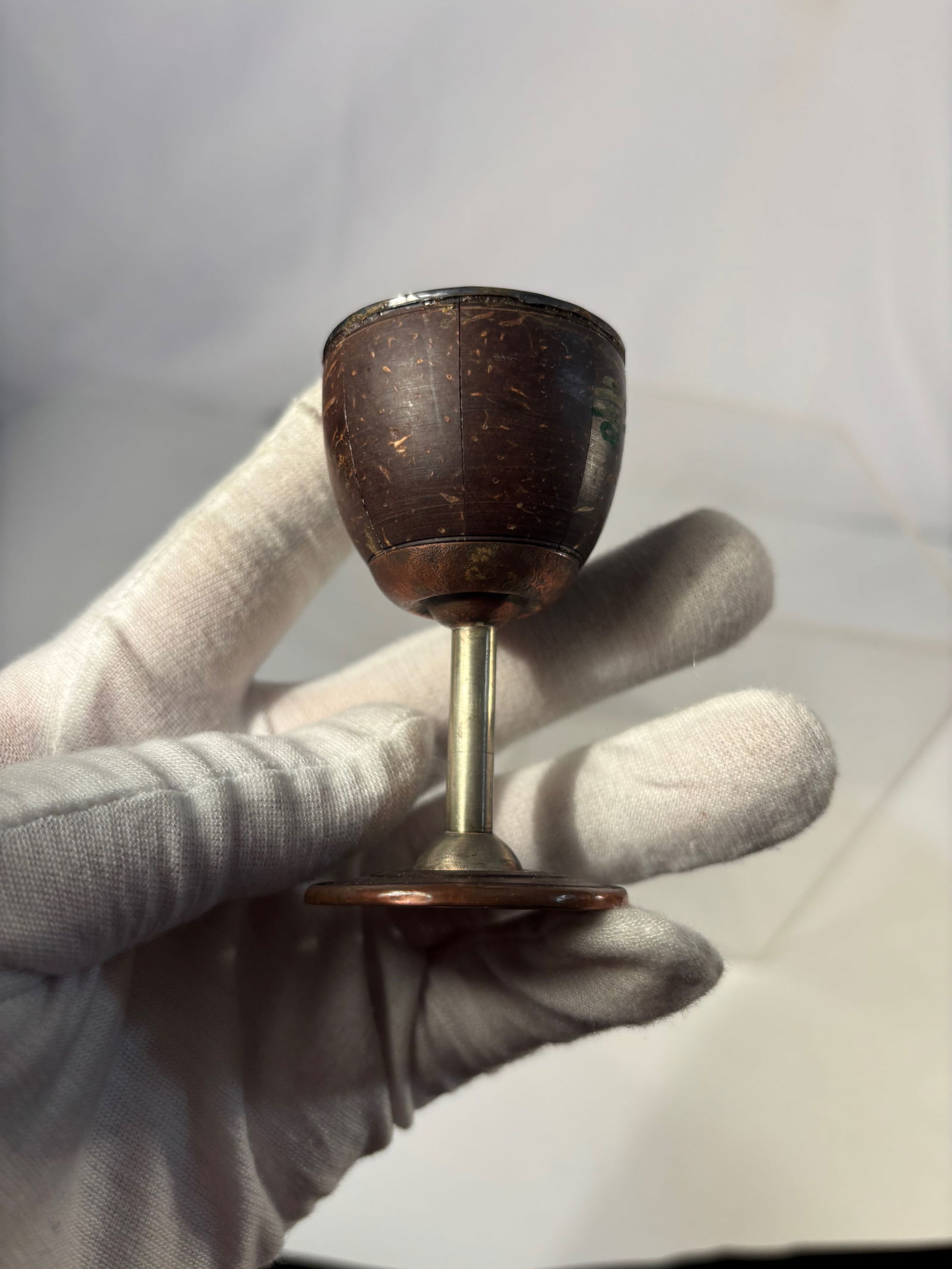 Chinese Silver-Mounted Coconut Shell Goblet with Silver-Lined Interior - 5