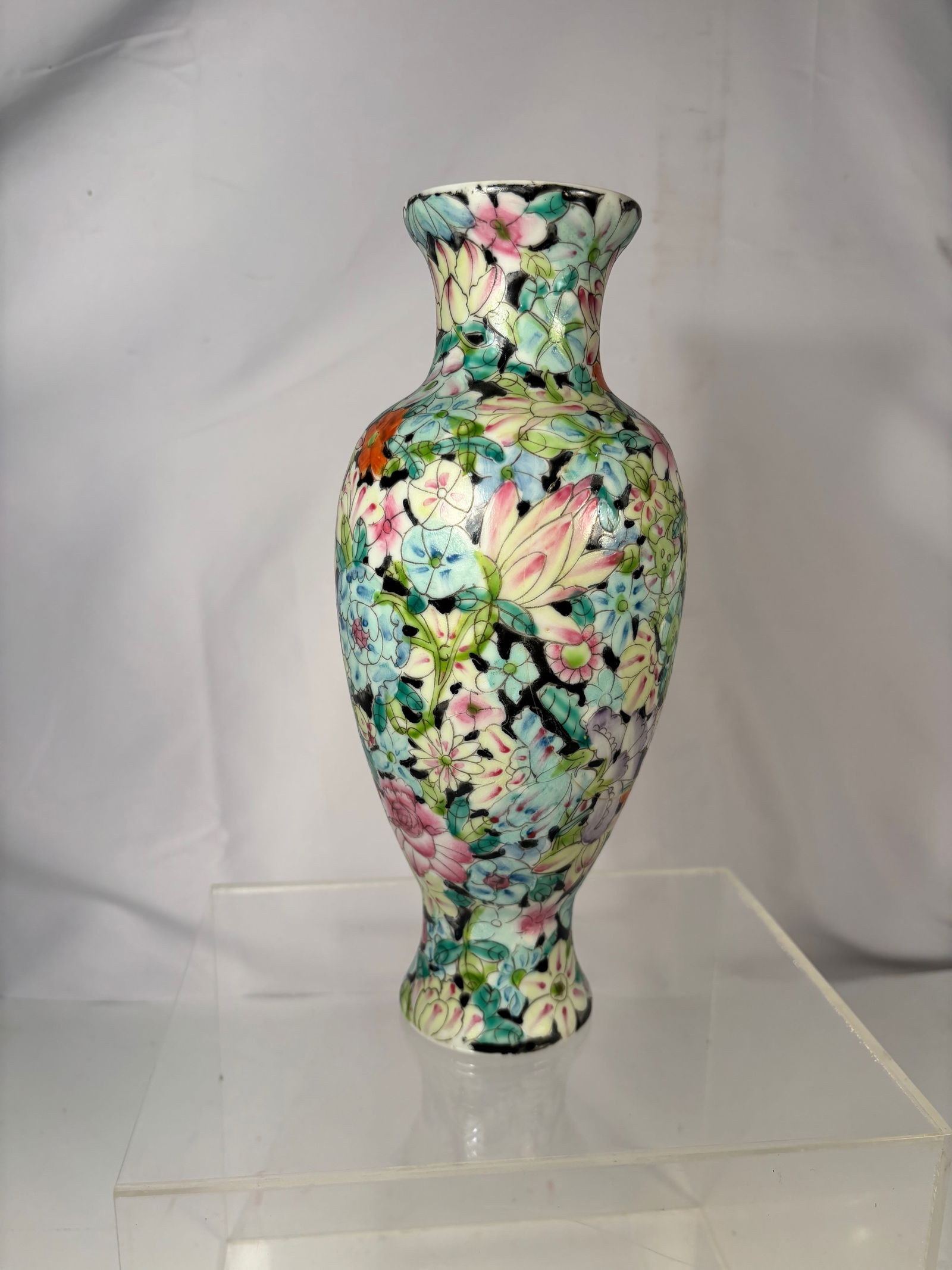 A Chinese Famille Rose Millefleur Porcelain Vase (1 of 8)