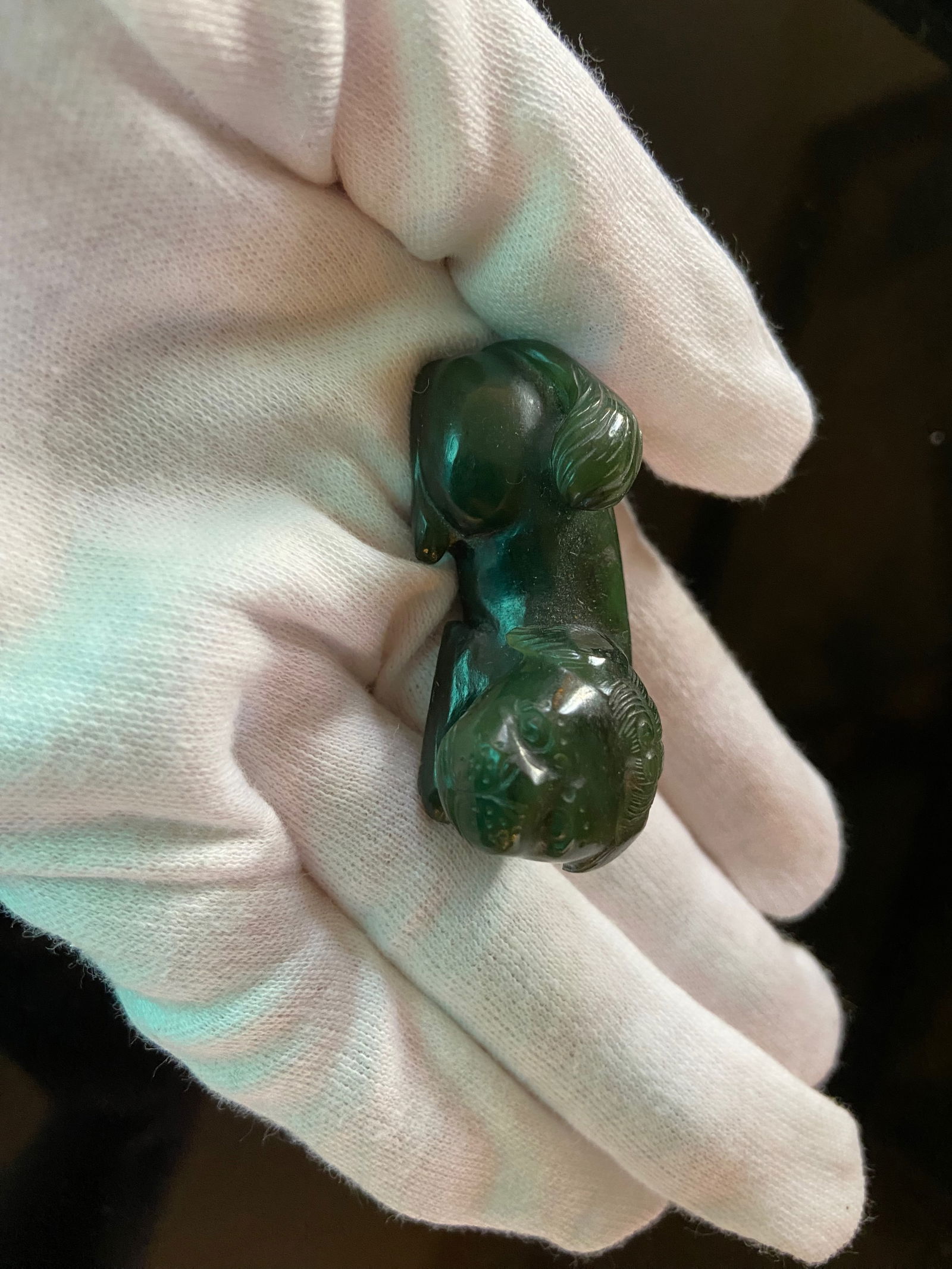 A Chinese green jade foo dog - 11