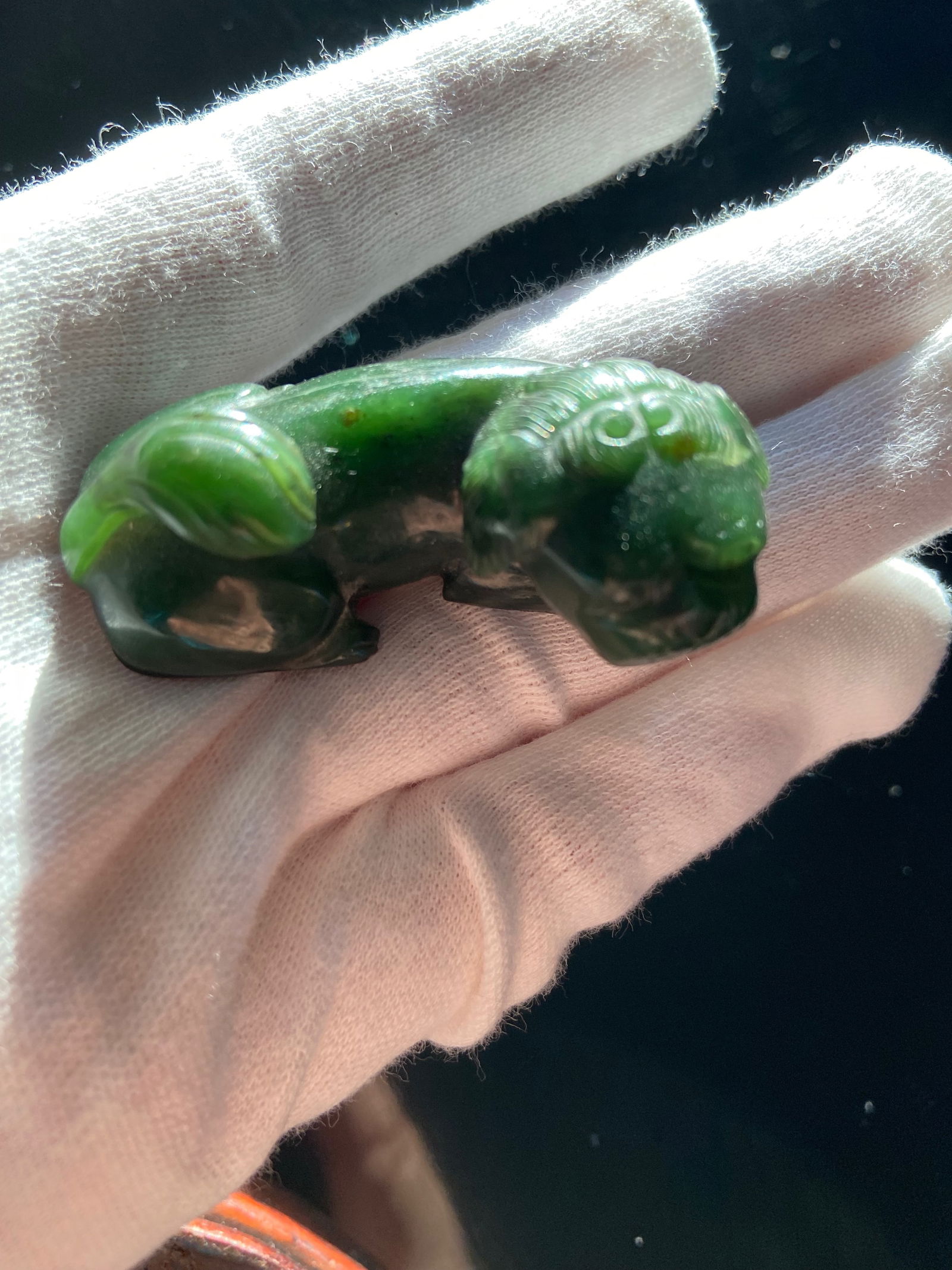 A Chinese green jade foo dog - 3