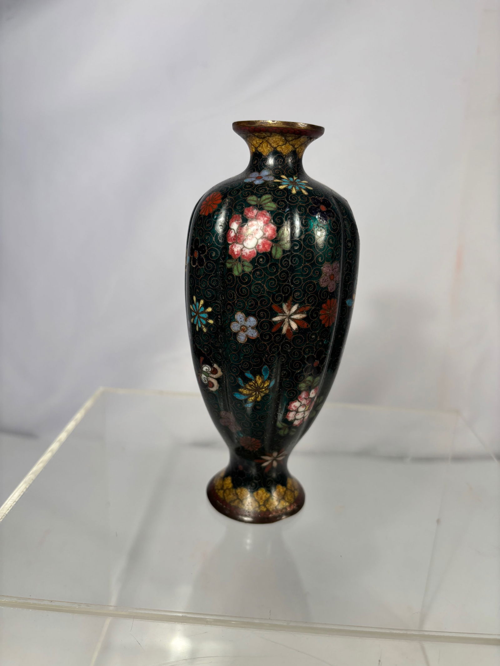 A Japanese Cloisonné Enamel Floral Vase (1 of 14)