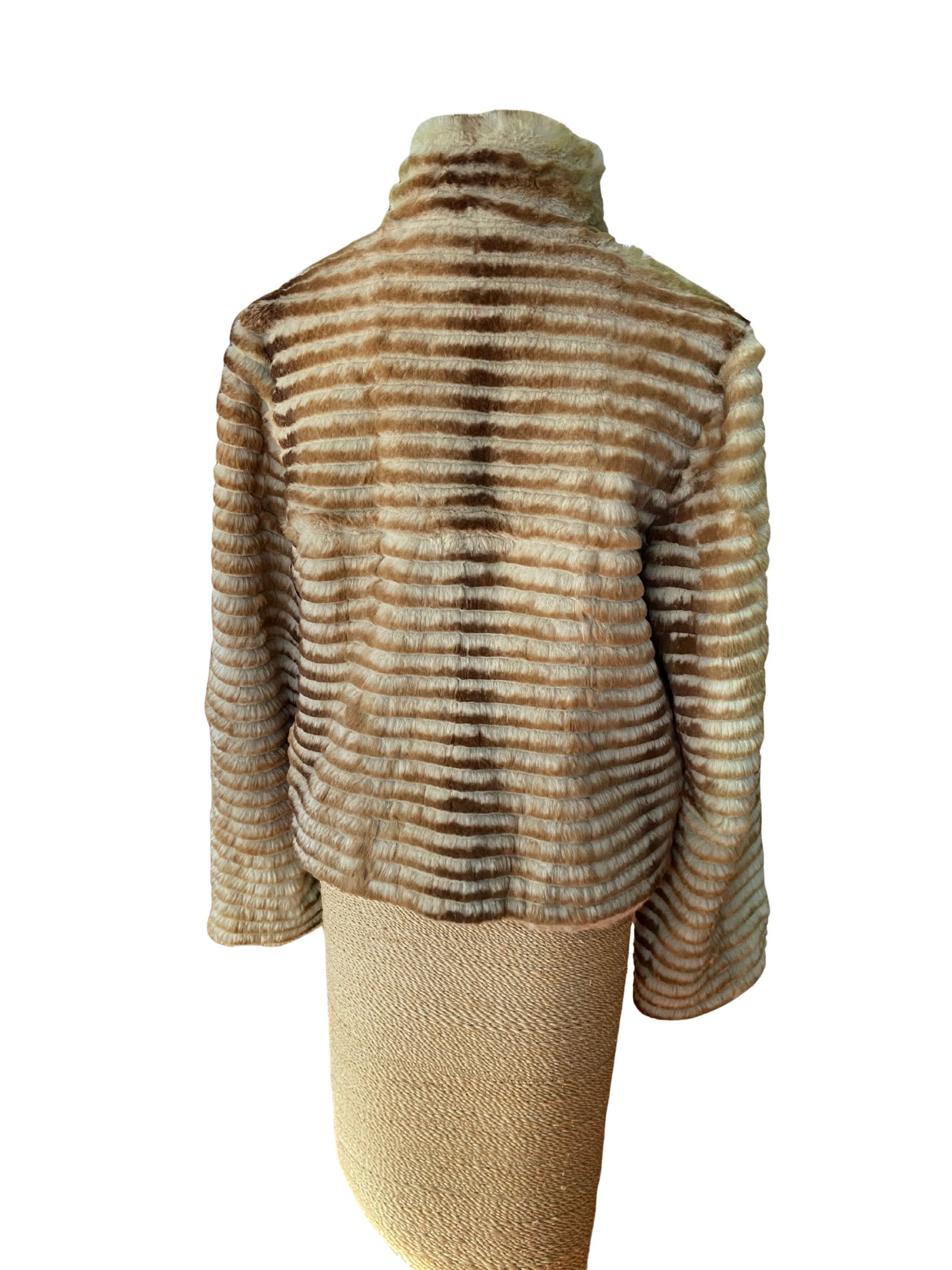 Rex Rabbit Fur Jacket with Horizontal Sheared Design - 3