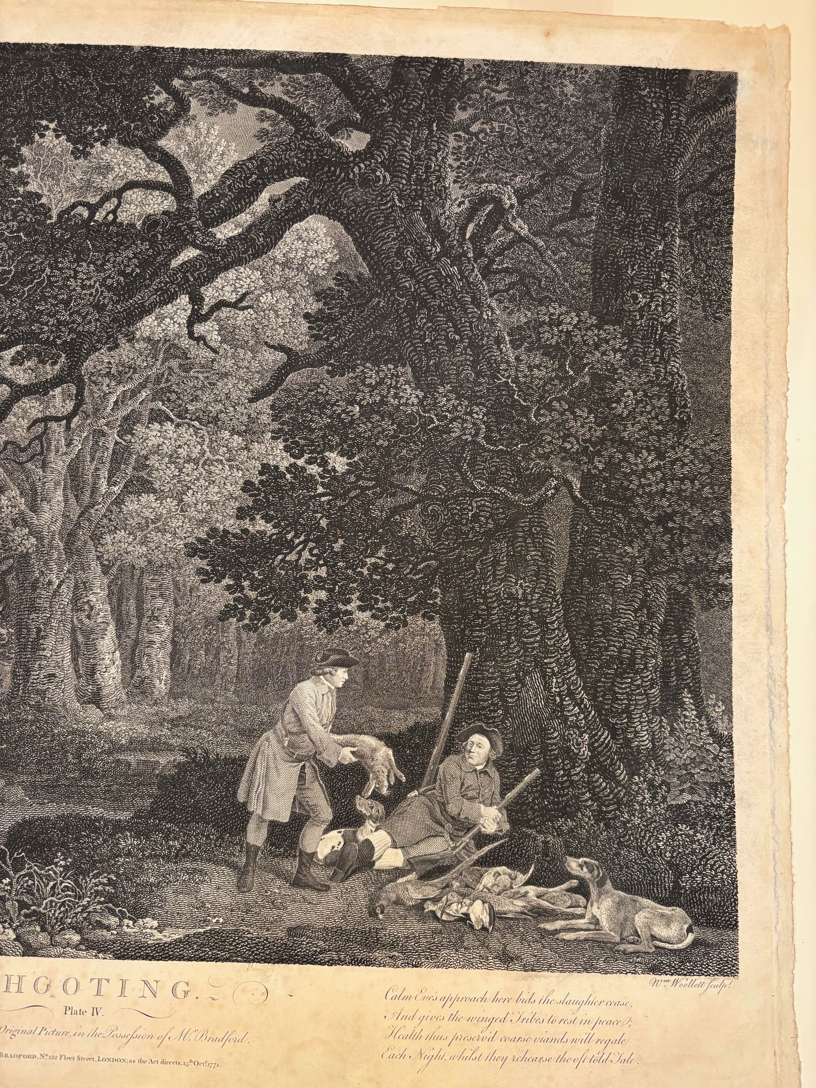 George Stubbs (1724–1806), after, engraved by William Woollett — Shooting, Plate IV, 1771: Engraving with etching by William Woollett, after a painting by George Stubbs, Shooting, Plate IV, published by Thomas Bradford, London, 25 October 1771. One of the celebrated sporting engravings by W