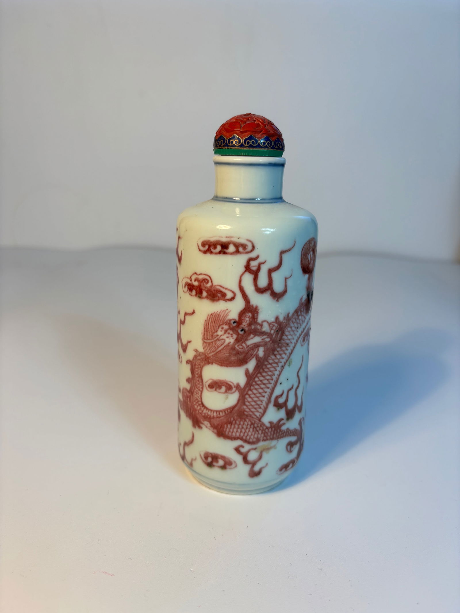 A Large Chinese Copper-Red "Dragon" snuff bottle (1 of 14)