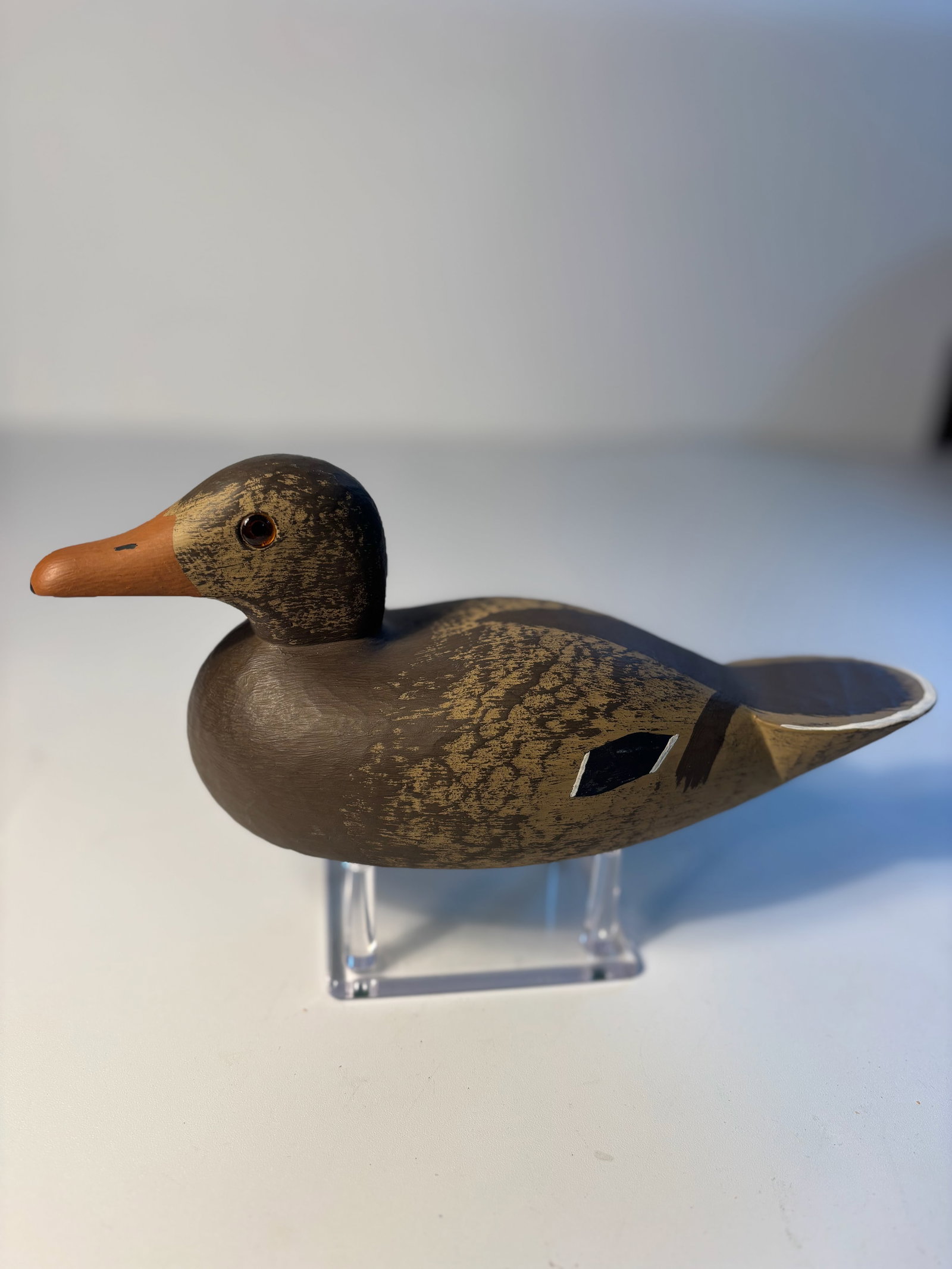 Vintage hand carved wood duck decloy: QQDimensions? 9.5 " x 4.5" x 3.5"