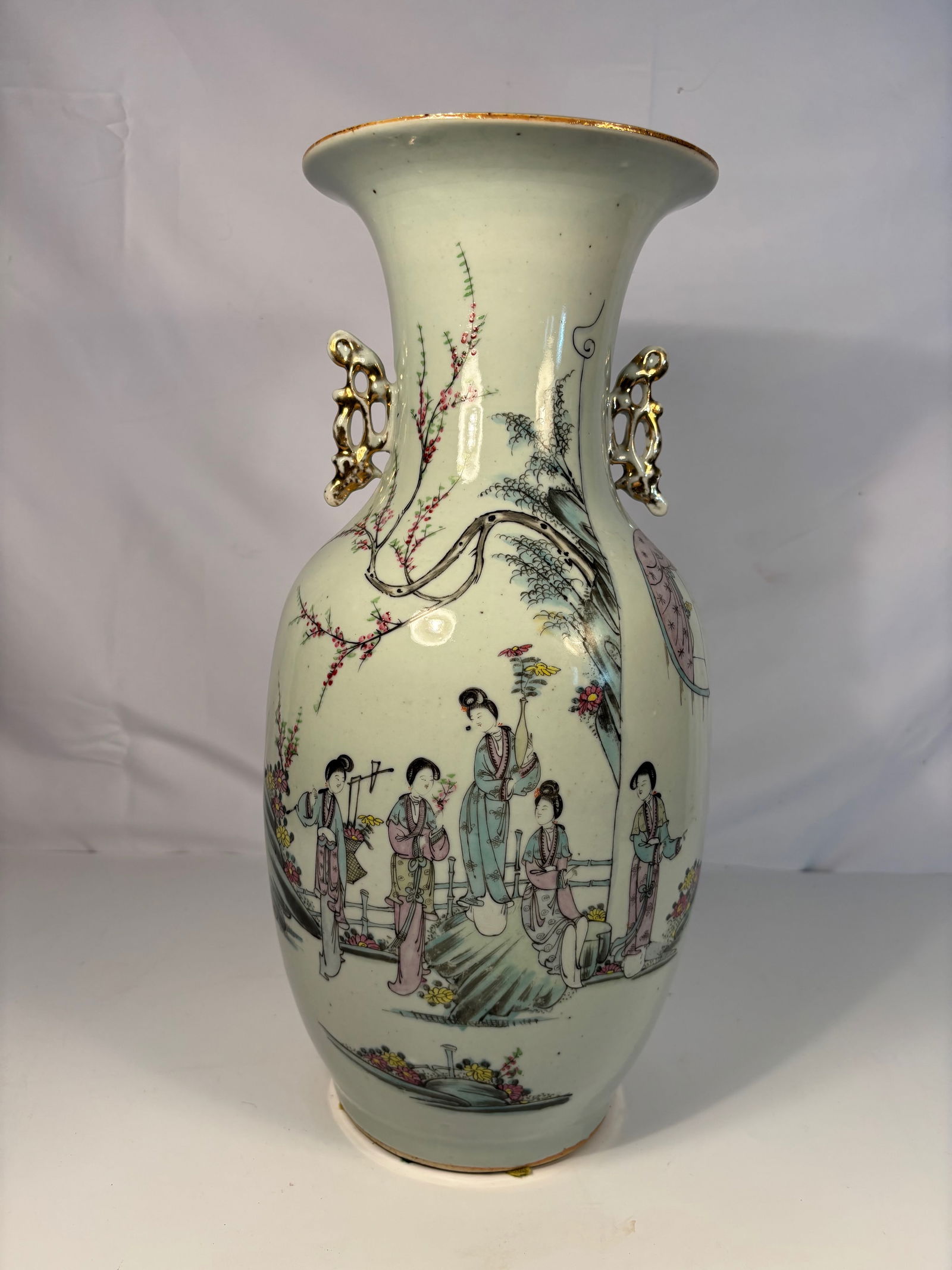 A Chinese Famille Rose Vase with Figures and Poetic Inscription (1 of 15)