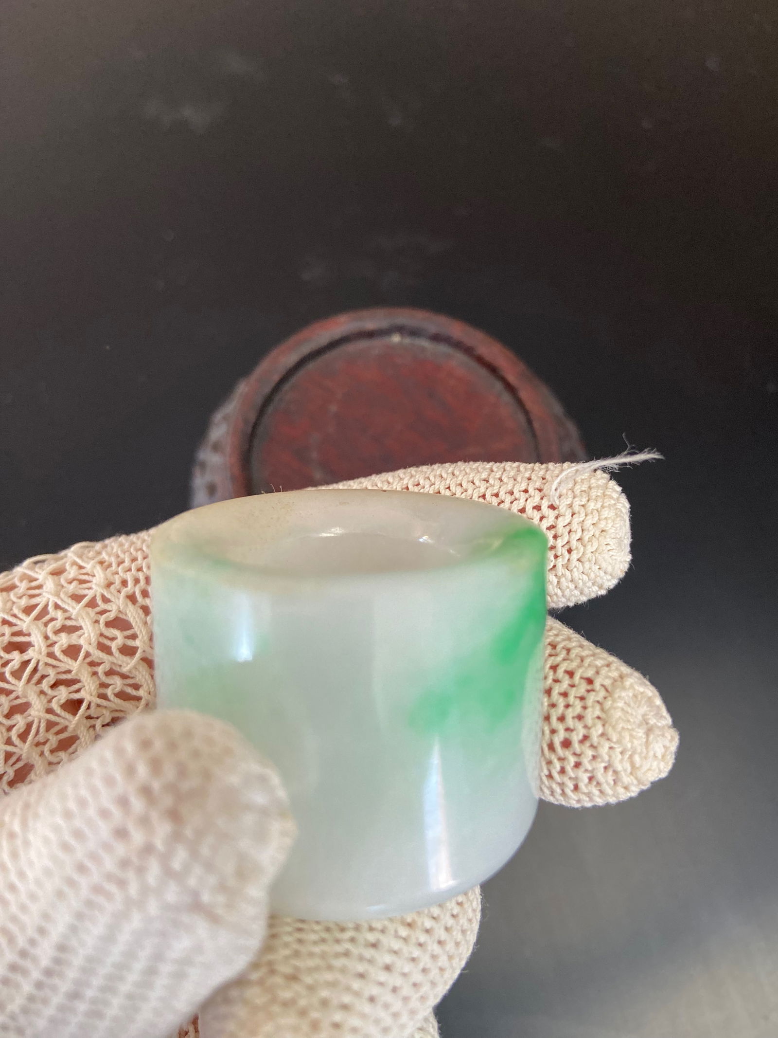 A Chinese jadeite archer ring - 5