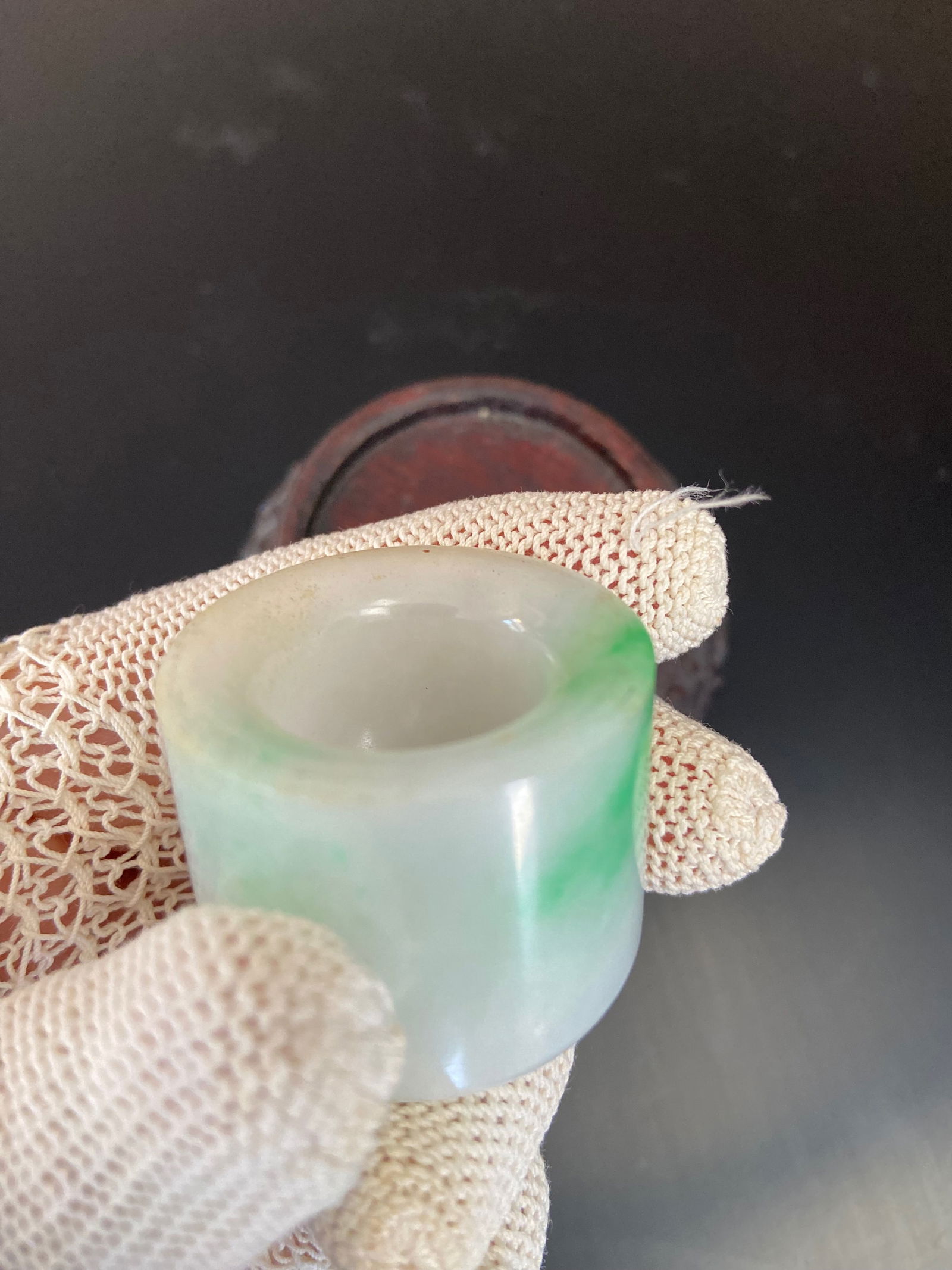 A Chinese jadeite archer ring - 6