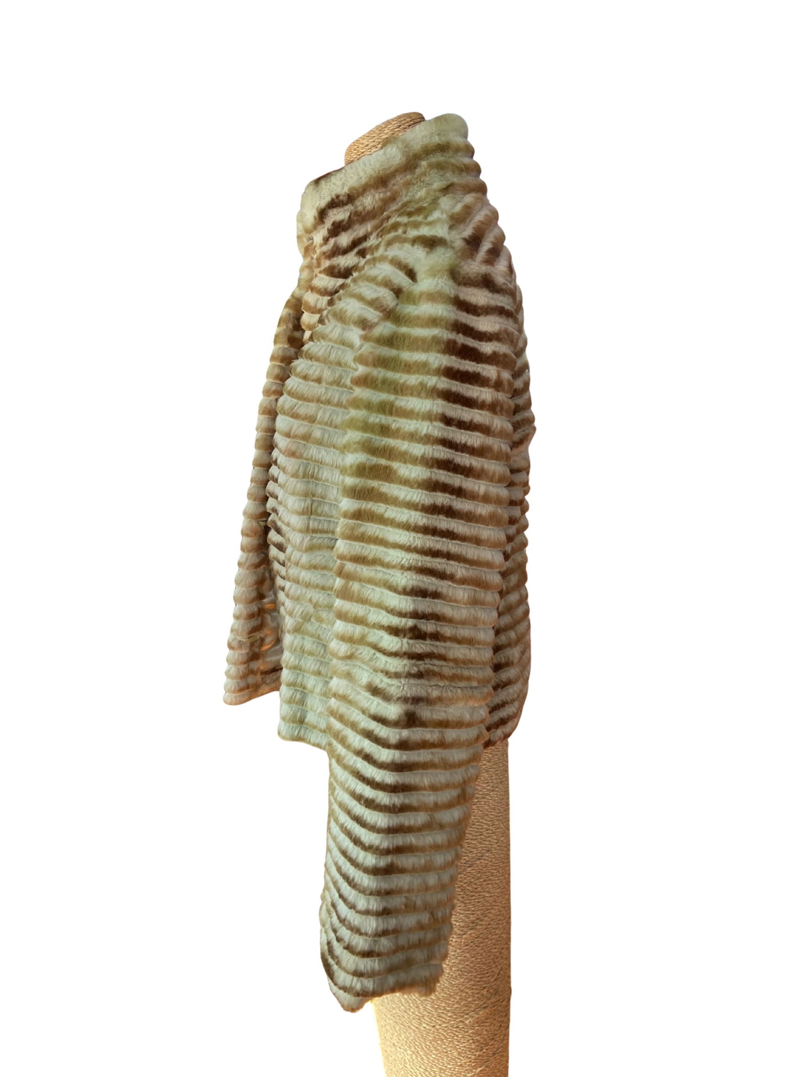 Rex Rabbit Fur Jacket with Horizontal Sheared Design - 2